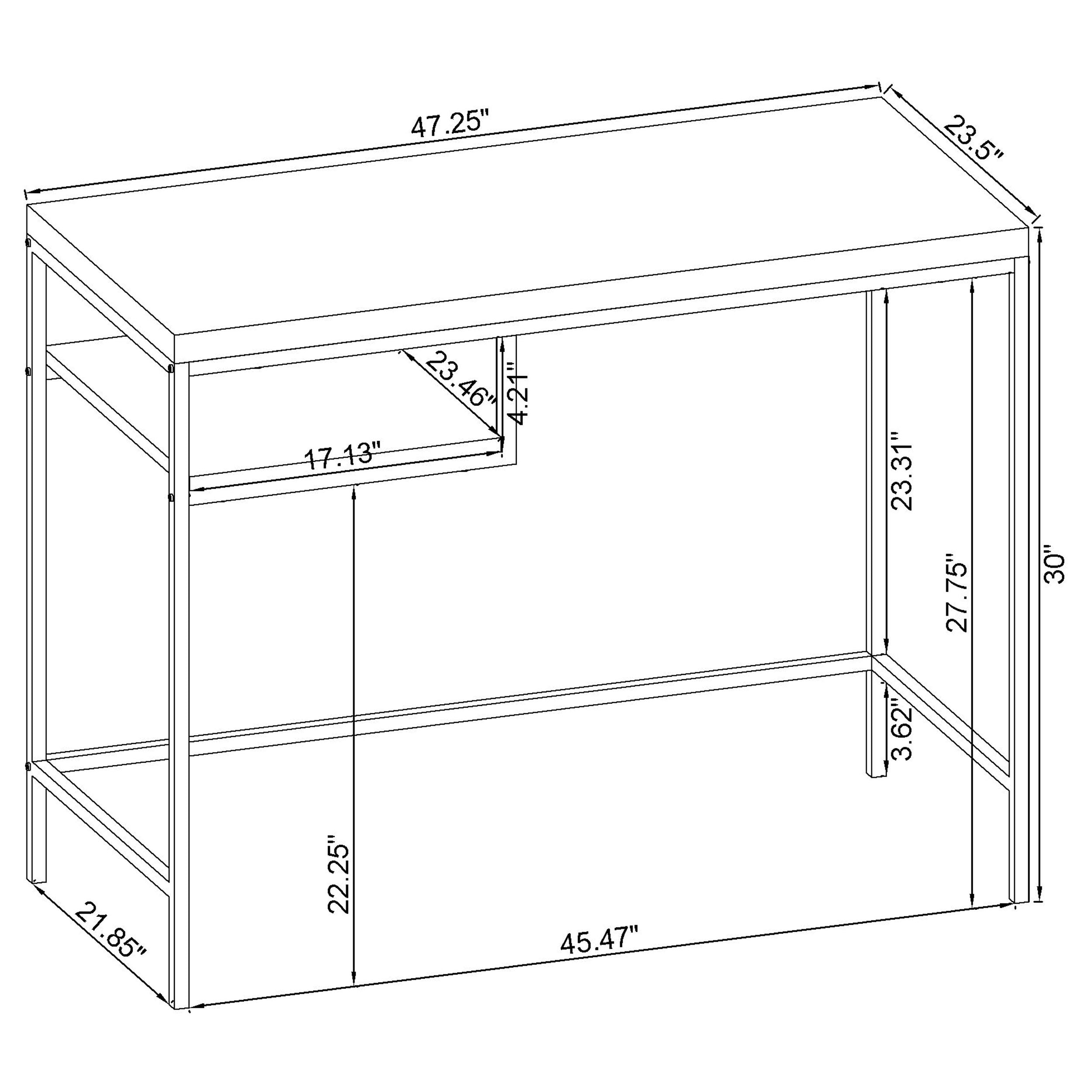 Kravitz 47-inch 1-shelf Writing Desk Weathered Grey