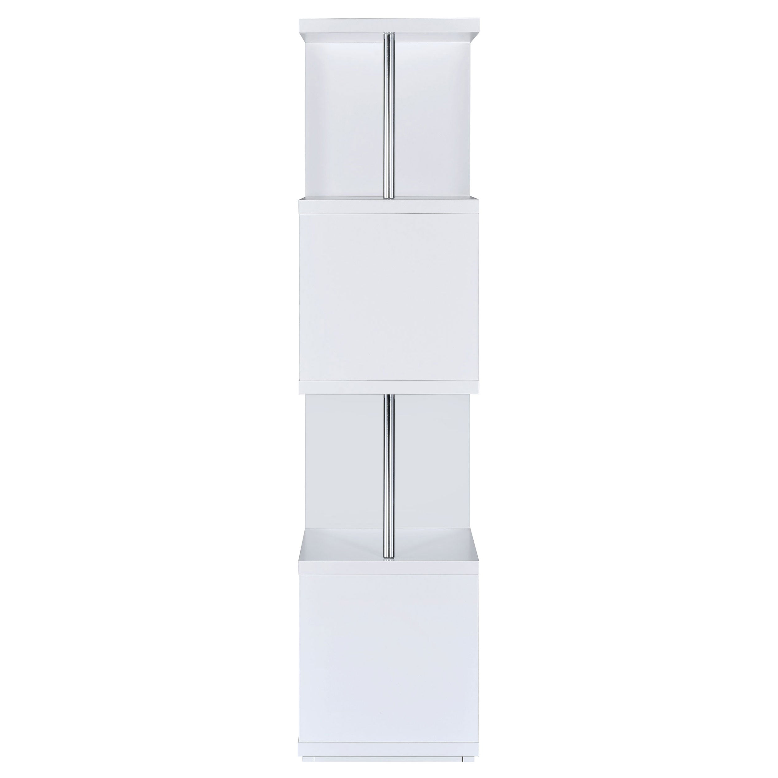 Baxter 67-inch 4-shelf Bookshelf White and Chrome