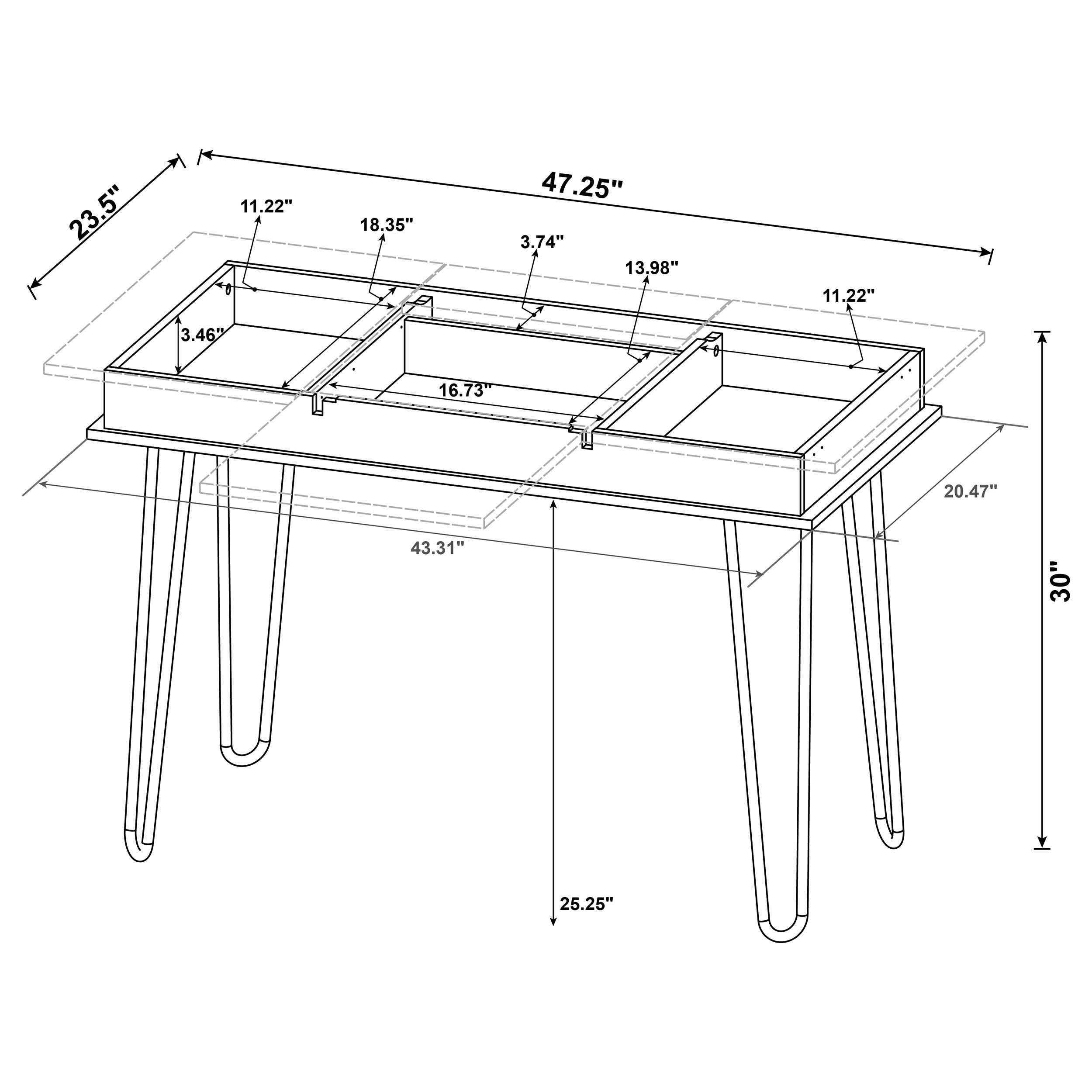 Sheeran 47-inch Writing Desk with Storage Rustic Amber