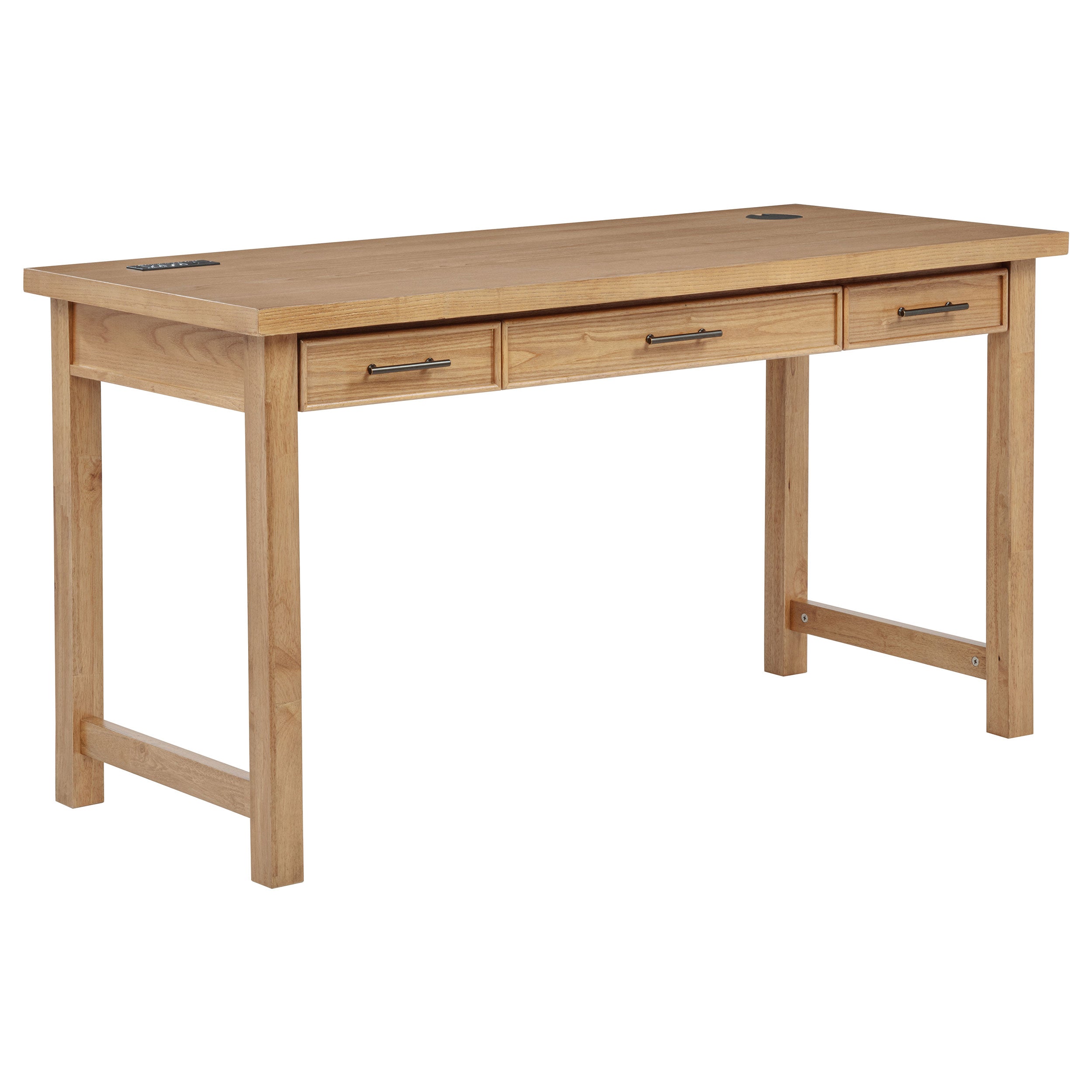 Best Furniture Outlet - Coaster - Vermes 55-inch 3-drawer Writing Desk with Power Outlet Light Ash - 802061