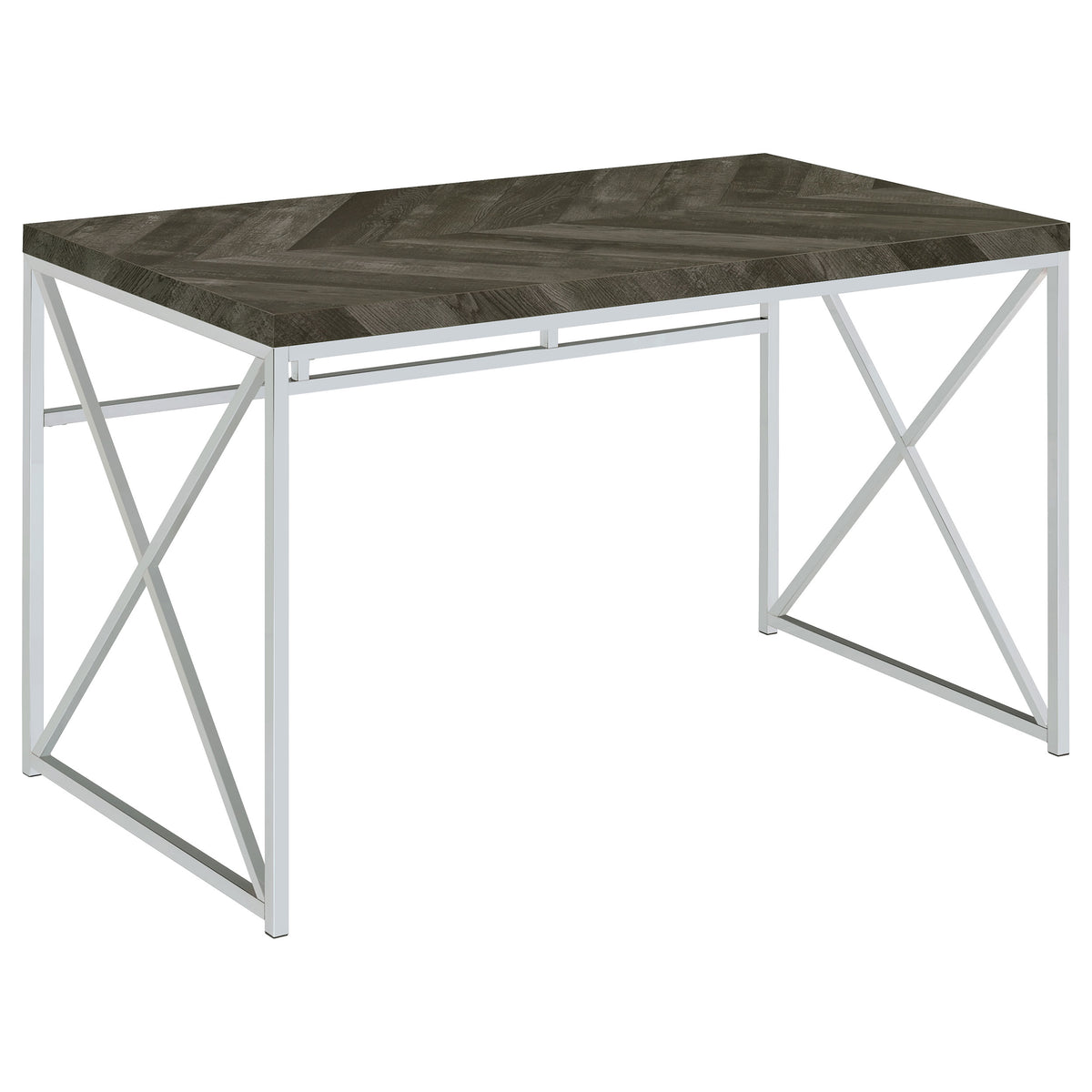 Best Furniture Outlet - Coaster - Grimma 47-inch Writing Office Desk Rustic Grey and Chrome - 802611