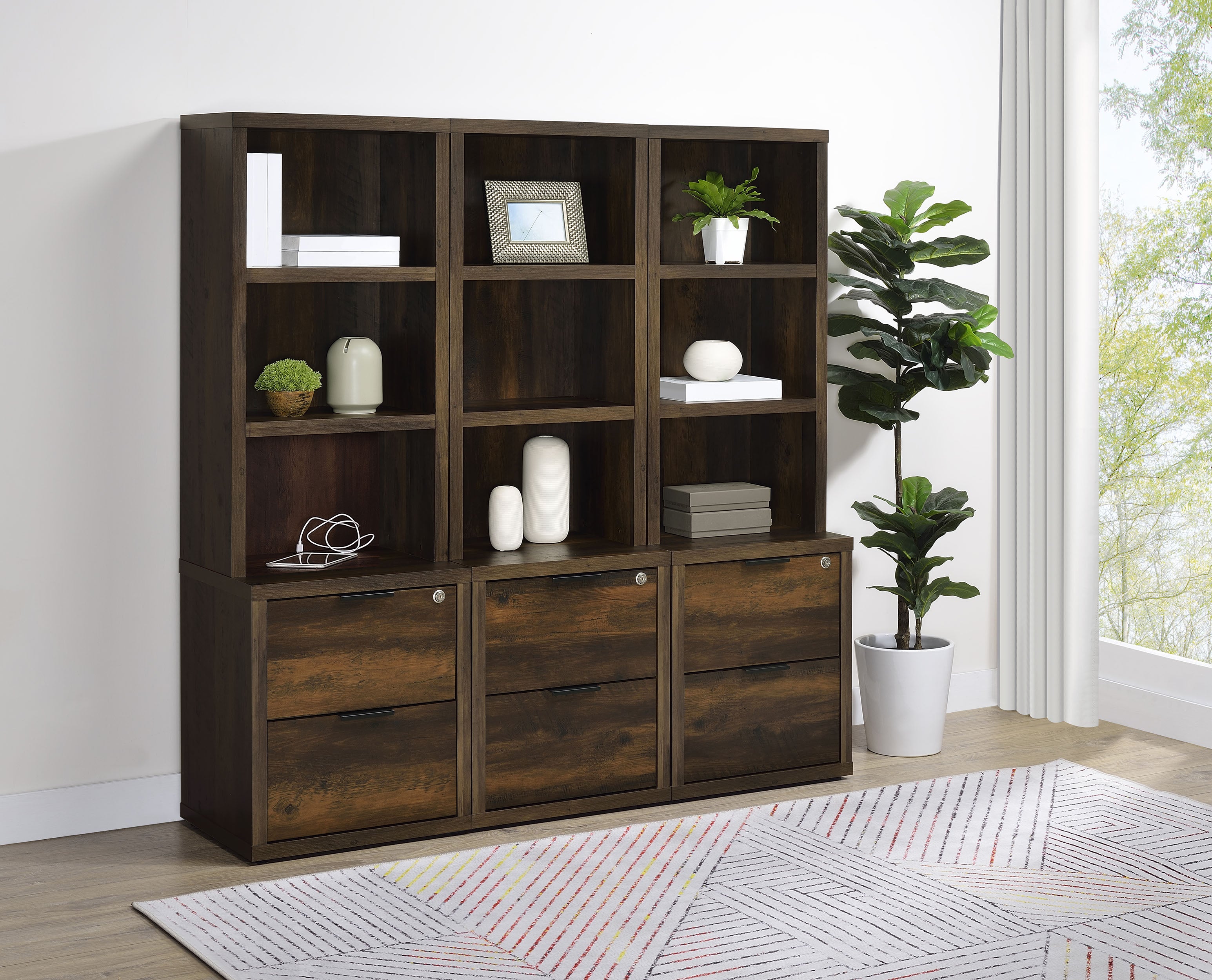 Best Furniture Outlet - Coaster - Westpark 3-piece Wall Unit Bookcase Set with USB Dark Pine - 802713-S3