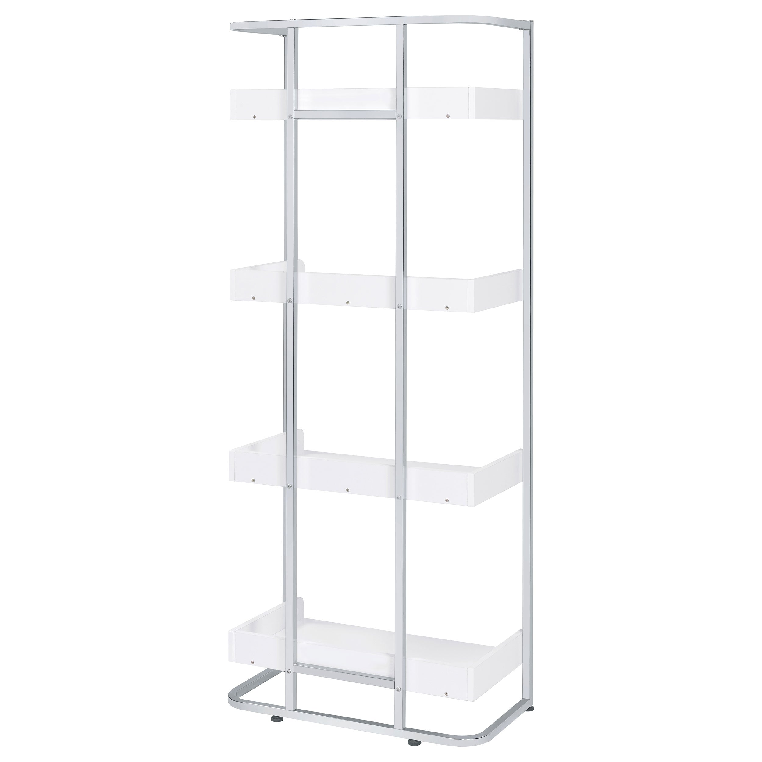 Ember 68-inch 4-shelf Bookshelf White High Gloss and Chrome
