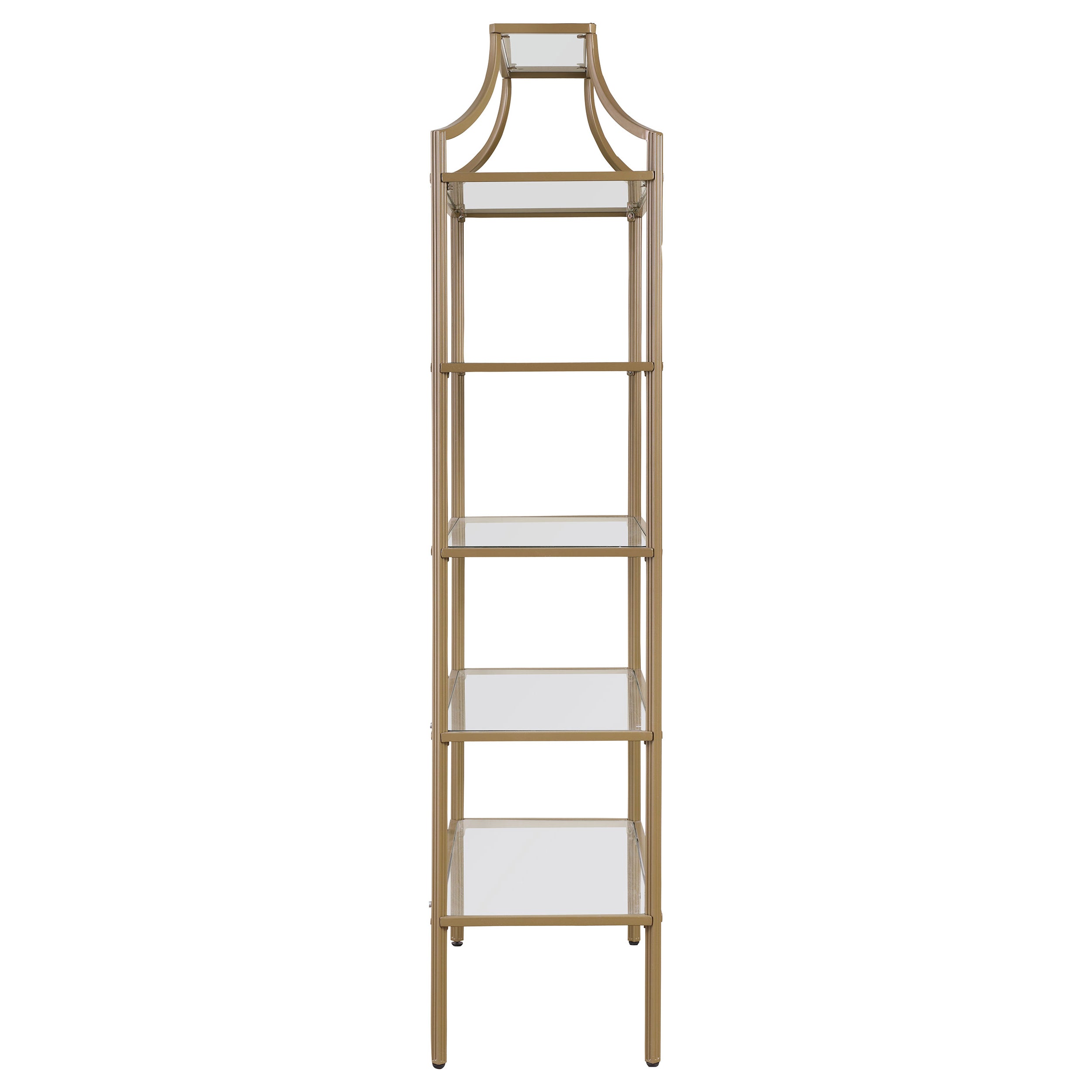 Serena 70-inch 5-shelf Glass Bookshelf Gold