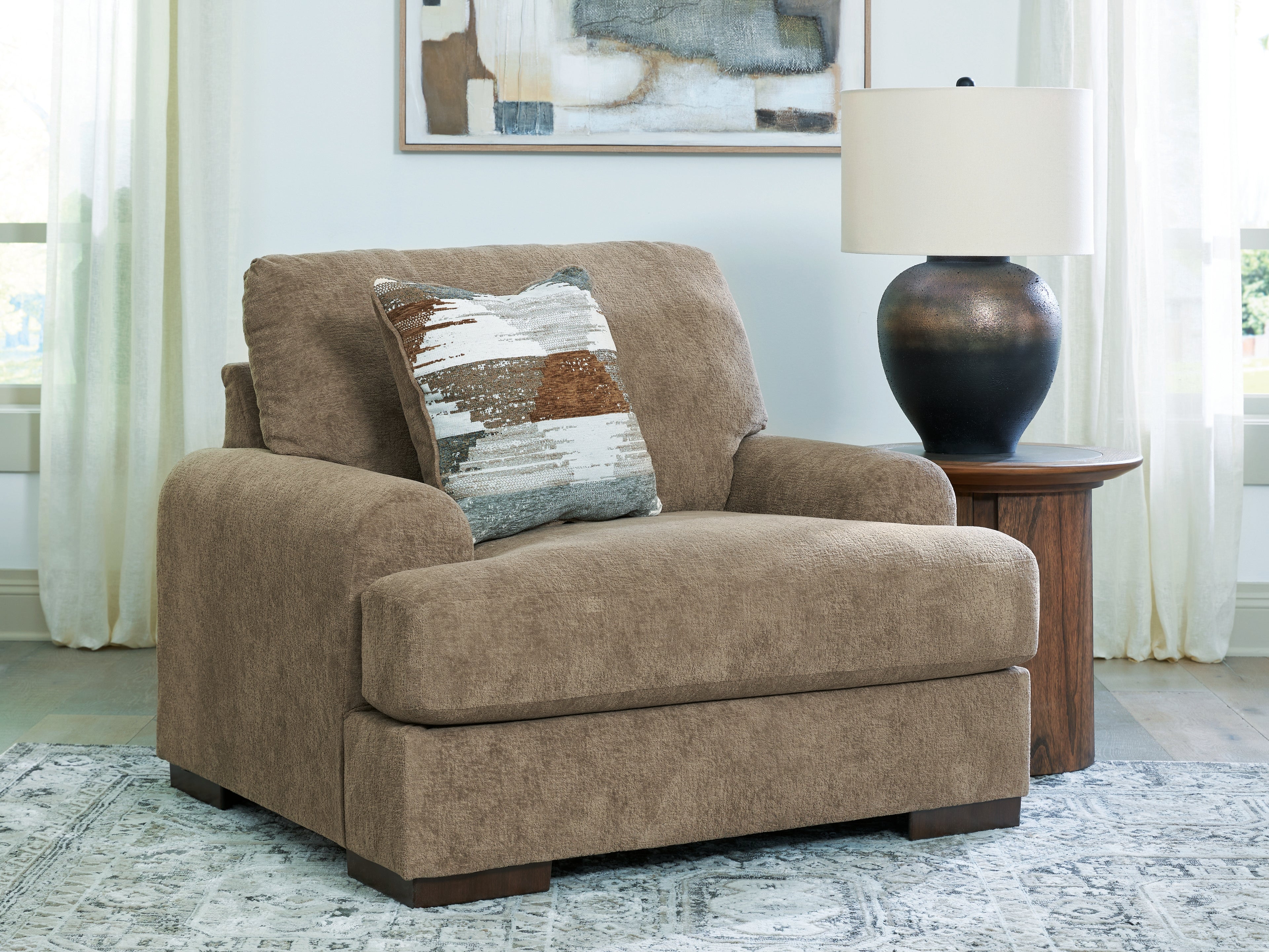 Best Furniture Outlet - Ashley Furniture - Jayne Park Living Room - Chair and a Half / Pecan - PC8150523