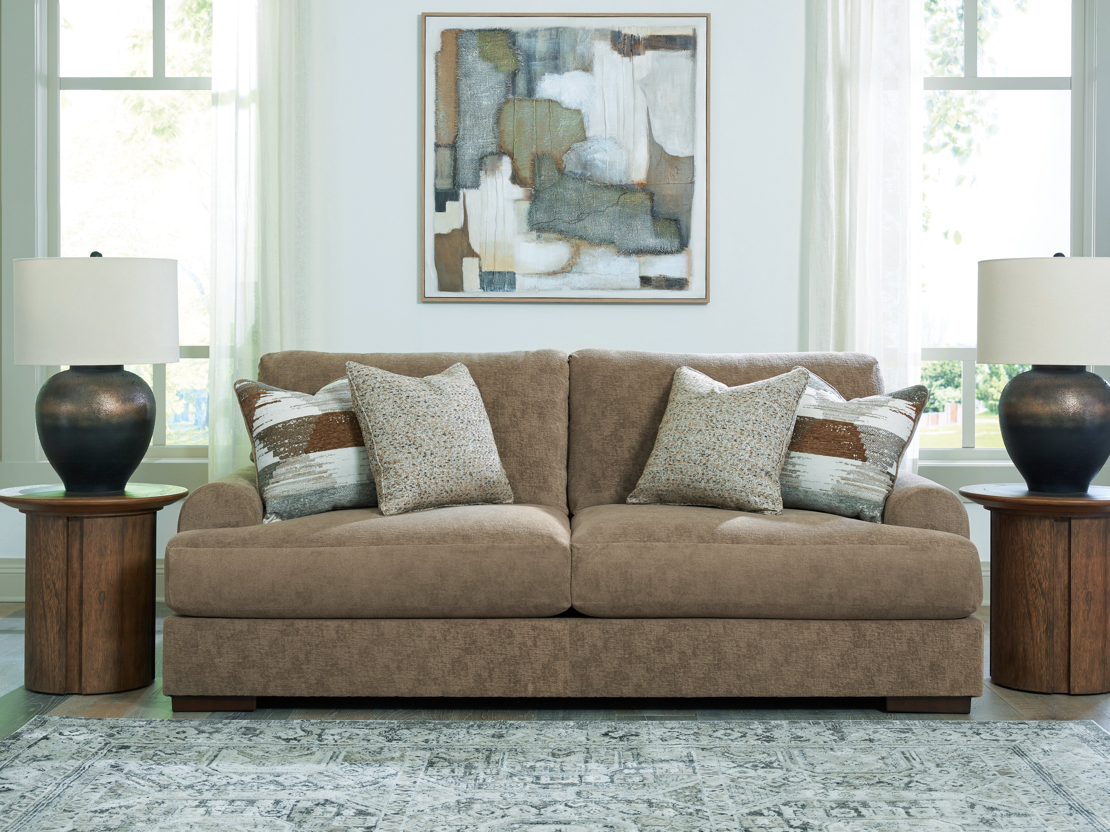 Best Furniture Outlet - Ashley Furniture - Jayne Park Living Room - Sofa / Pecan - PC8150538