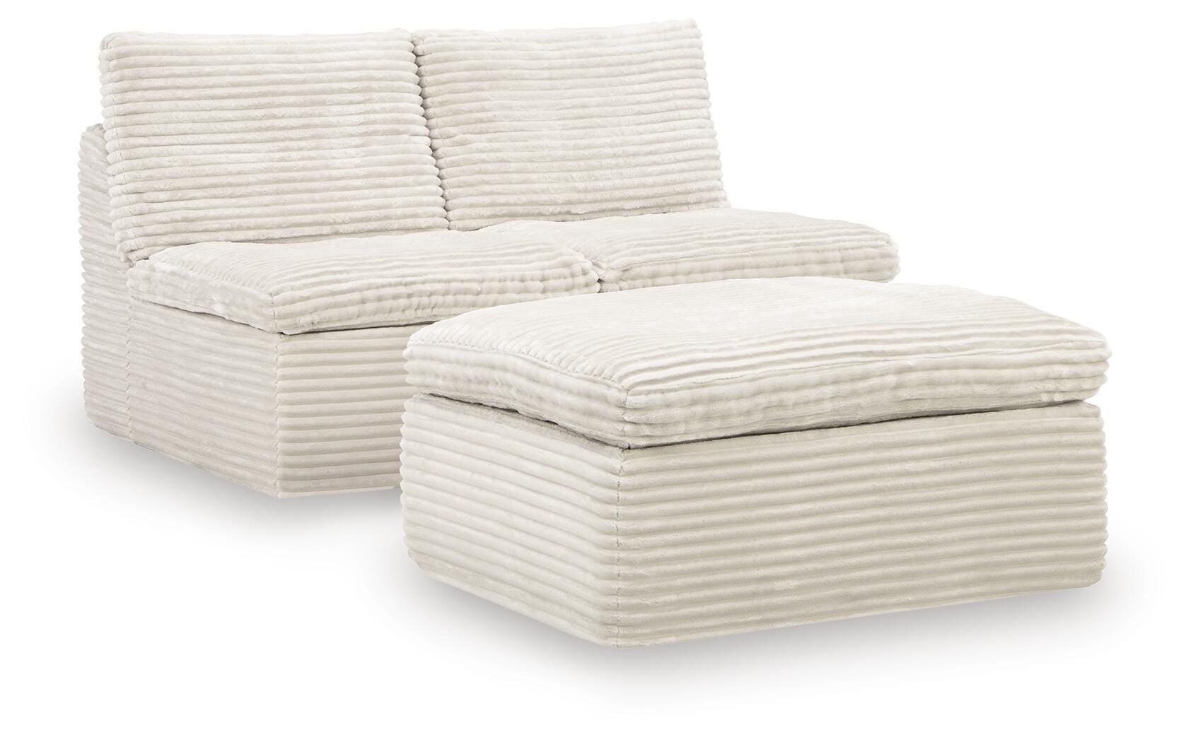 Best Furniture Outlet - Ashley Furniture - Fannin Sectional - 2 Armless Chairs w/Otto (3/CN) / Ivory - PC8430431