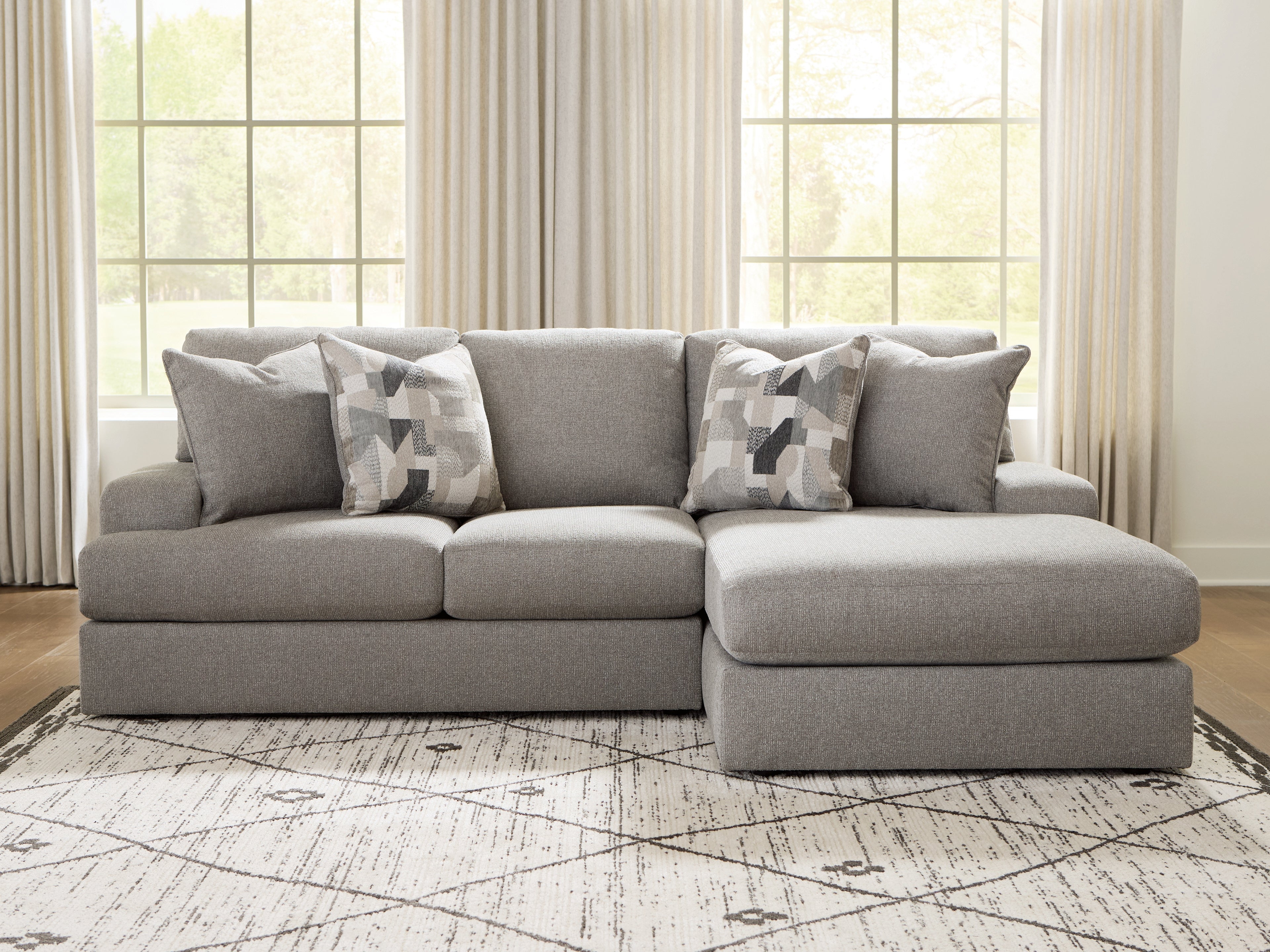 Best Furniture Outlet - Ashley Furniture - Lindon Sectional - 2-Piece Sectional with Chaise / Smoke - 84704S2
