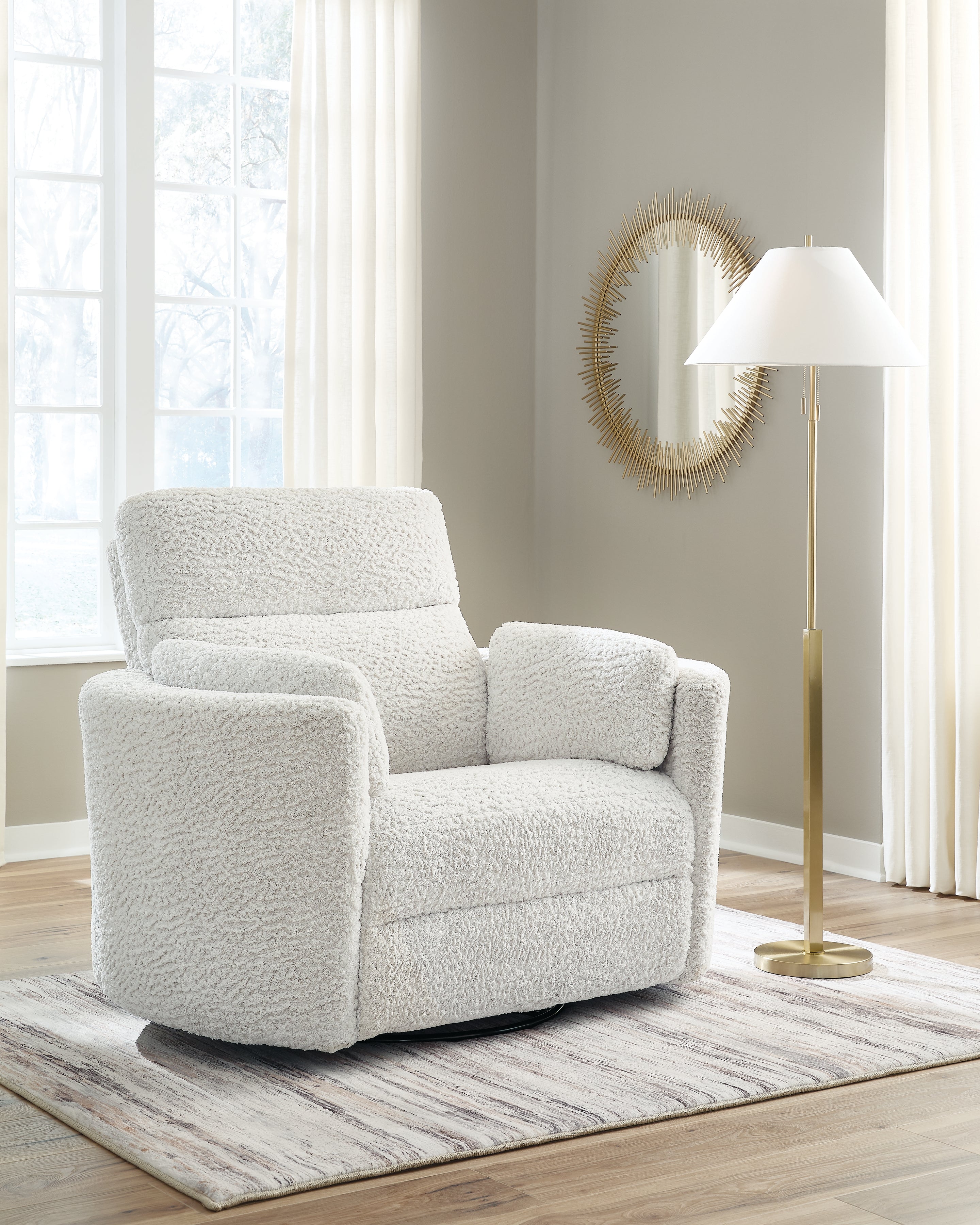 Best Furniture Outlet - Ashley Furniture - Gosaldo Living Room - Swivel Glider Power Recliner / Silver - PC8630395