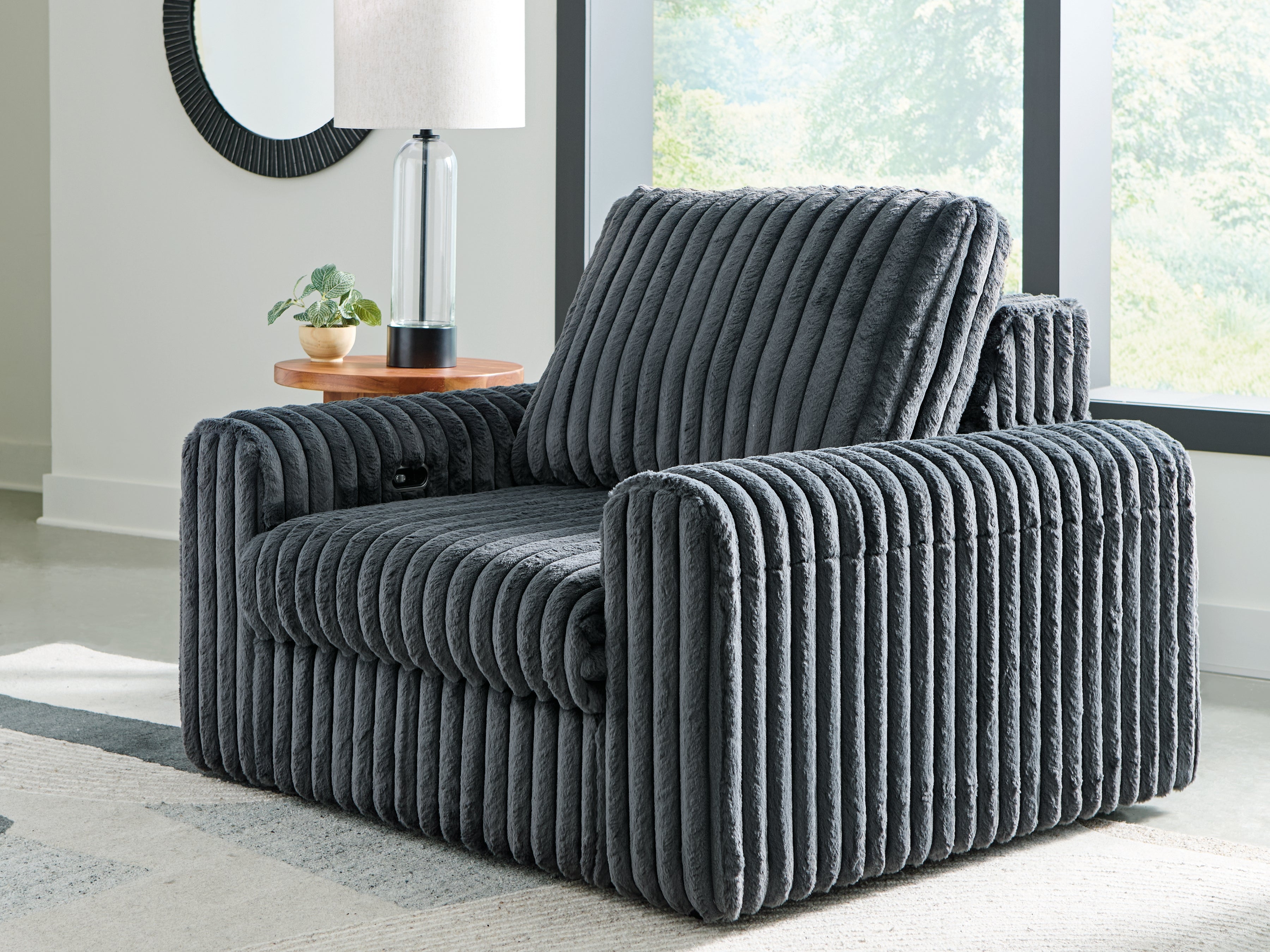 Best Furniture Outlet - Ashley Furniture - HamlinBay Living Room - Power Gliding Chaise / Gunmetal - PC8680515P
