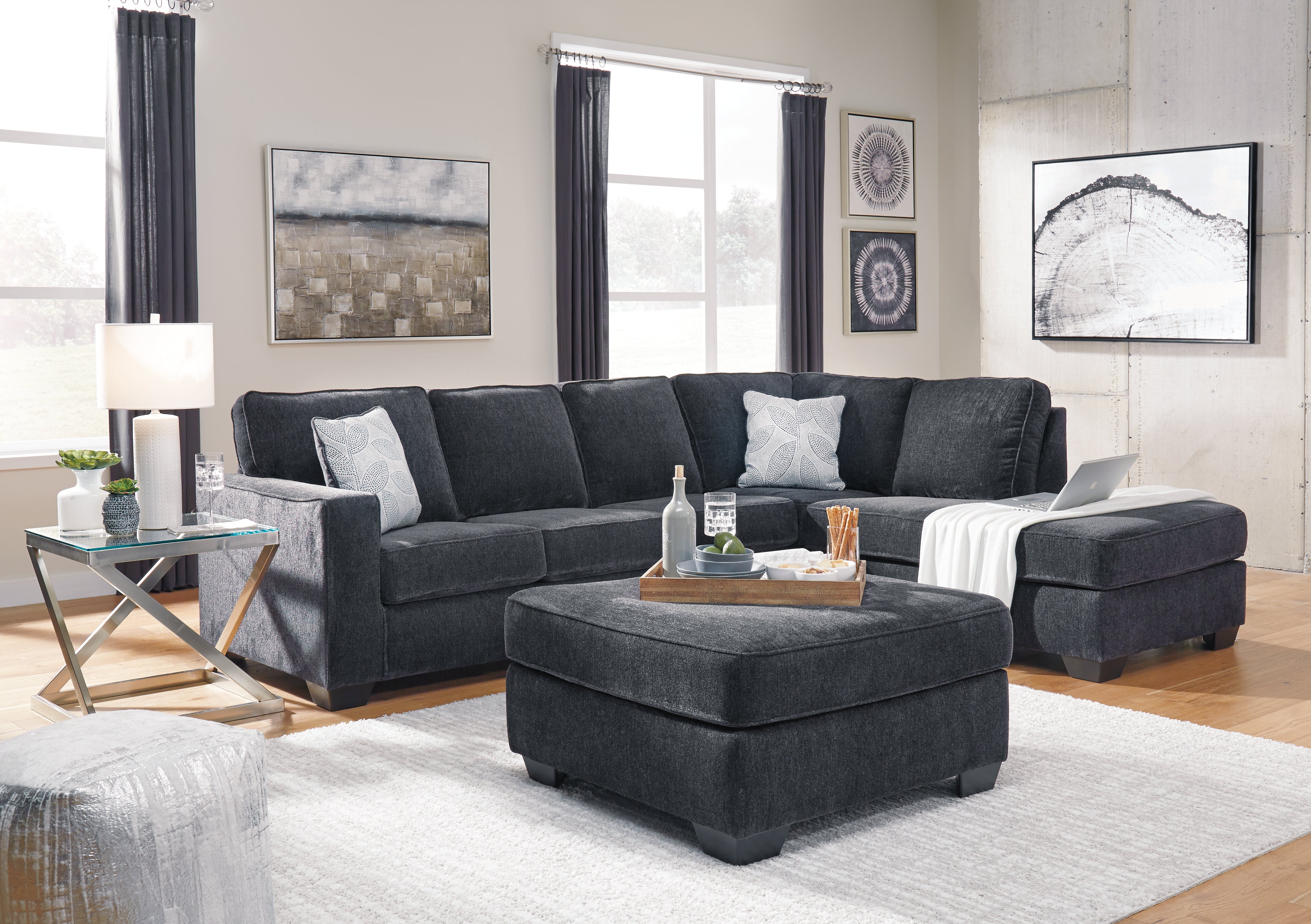 Best Furniture Outlet - Ashley Furniture - Altari 2-Piece Sectional and Ottoman - 2-Piece Sectional and Ottoman - 87213U7