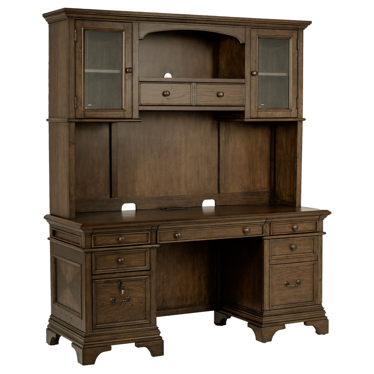 Best Furniture Outlet - Coaster - Hartshill 66-inch 5-drawer Credenza with Hutch Burnished Oak - 881283