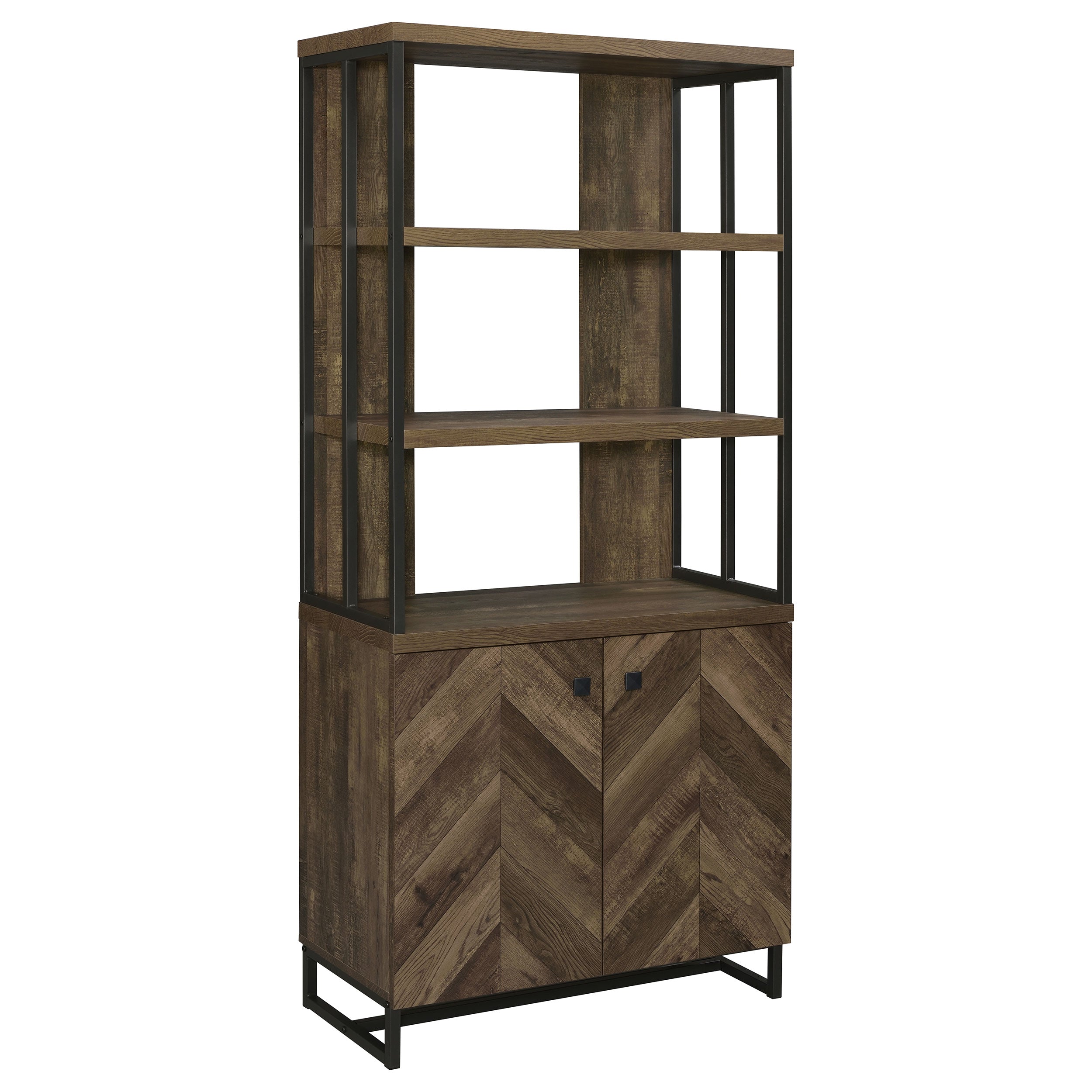 Best Furniture Outlet - Coaster - Millbrook 71-inch 2-door Storage Bookshelf Rustic Oak - 882093