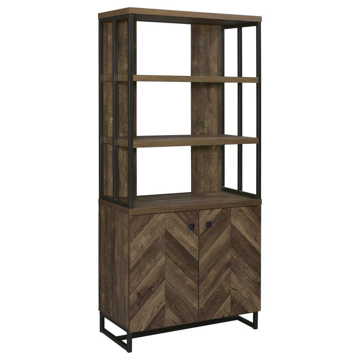 Best Furniture Outlet - Coaster - Millbrook 71-inch 2-door Storage Bookshelf Rustic Oak - 882093