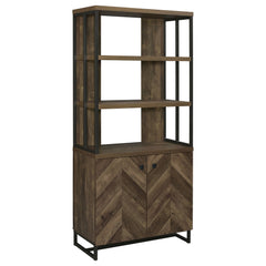 Best Furniture Outlet - Coaster - Millbrook 71-inch 2-door Storage Bookshelf Rustic Oak - 882093