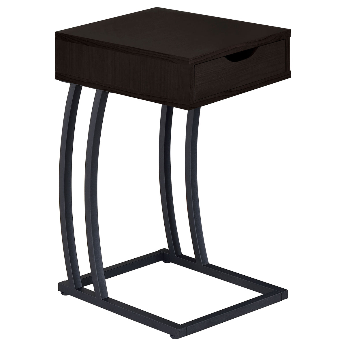 Best Furniture Outlet - Coaster - Troy 1-drawer C-Shaped Side Table Power Outlet Cappuccino - 900578