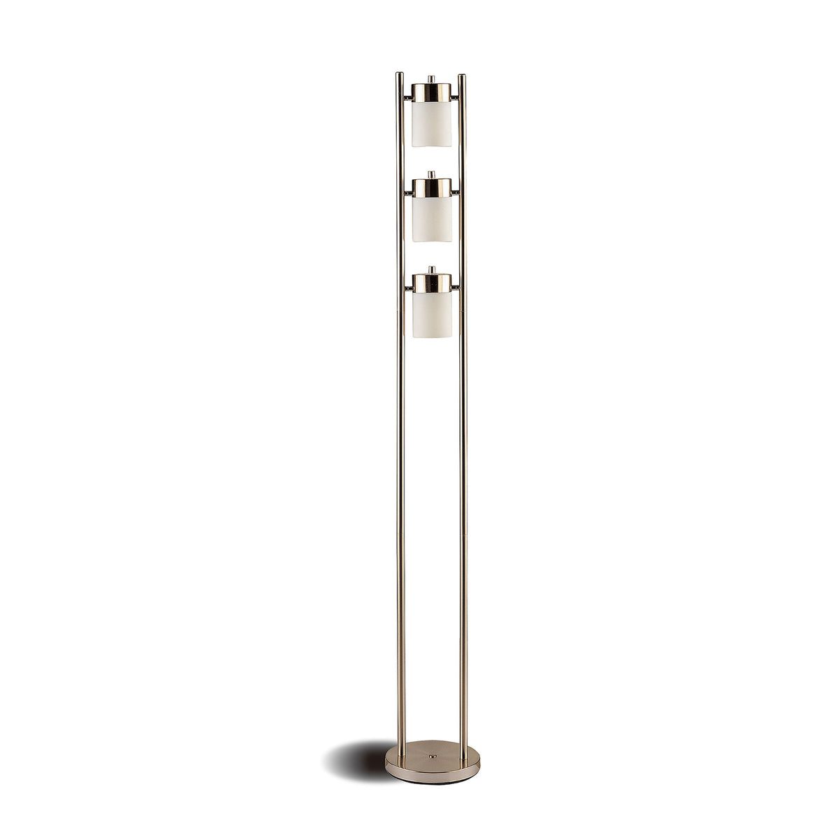 Best Furniture Outlet - Coaster - Munson 65-inch 3 Swivel Lights Metal Floor Lamp Silver - 900733