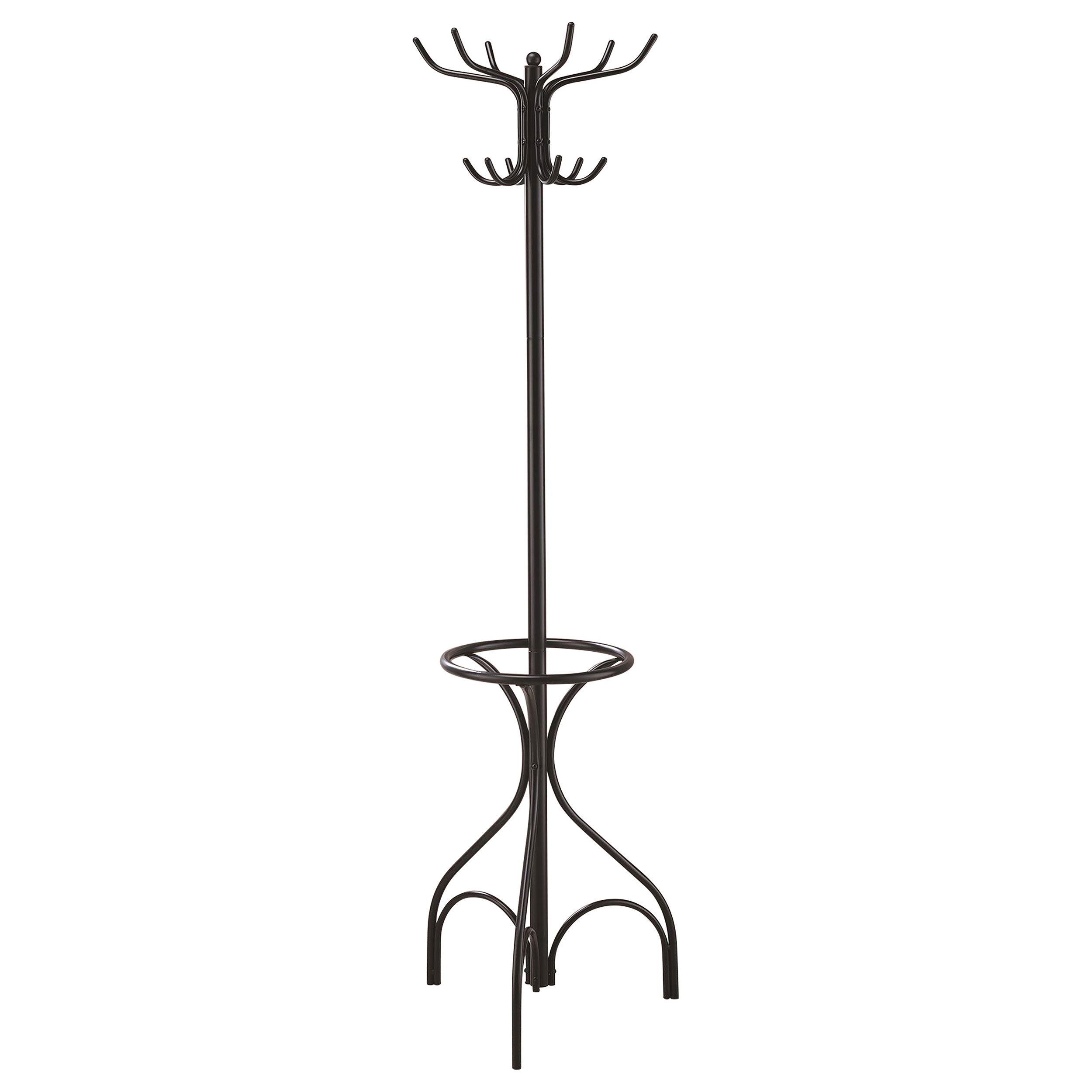 Best Furniture Outlet - Coaster - Kiefer 12 Hook Freestanding Metal Coat Rack Hat Hanger Black - 900821