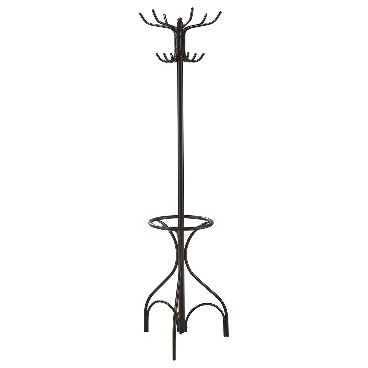 Best Furniture Outlet - Coaster - Kiefer 12 Hook Freestanding Metal Coat Rack Hat Hanger Black - 900821