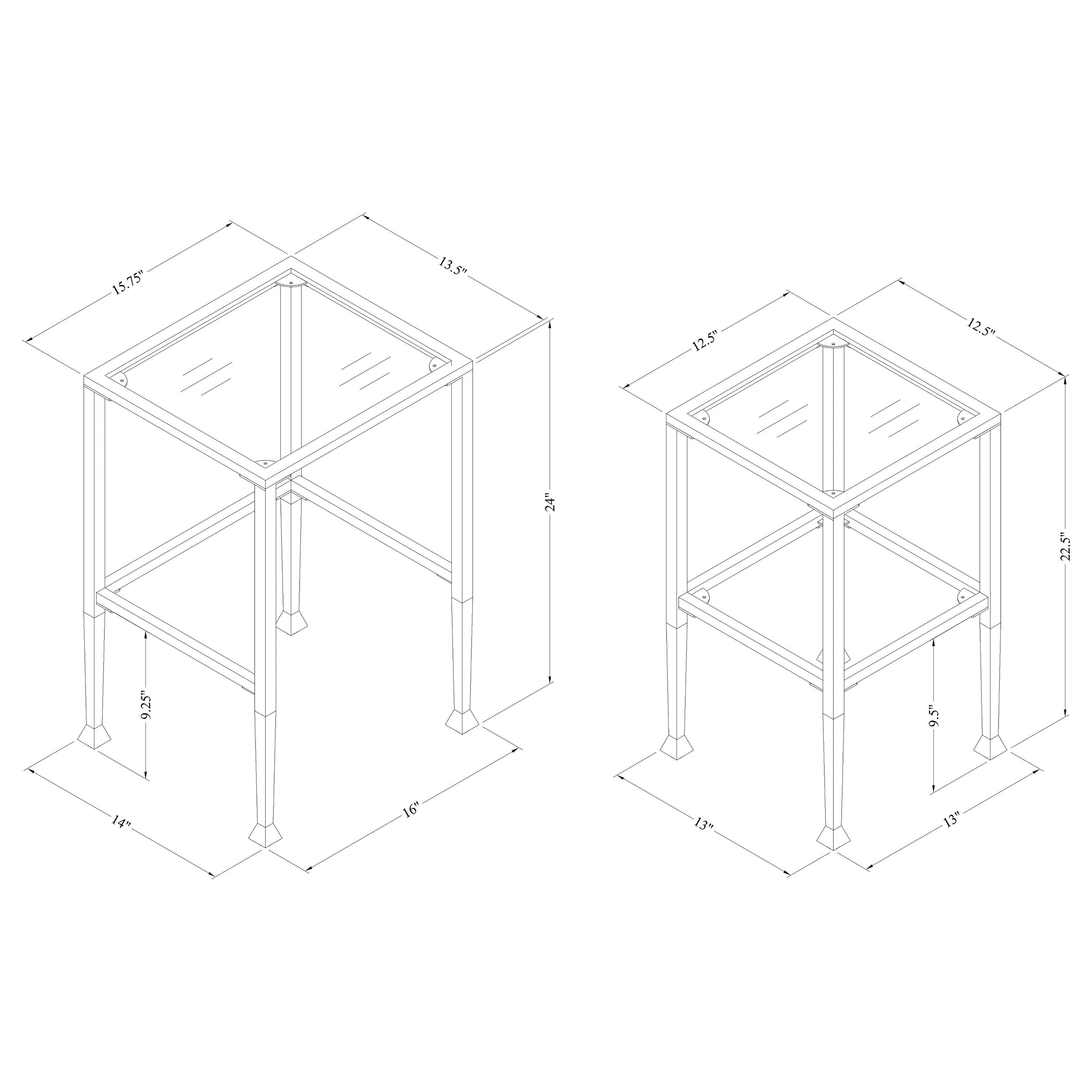 Leilani 2-piece Glass Top Nesting Table Set Black