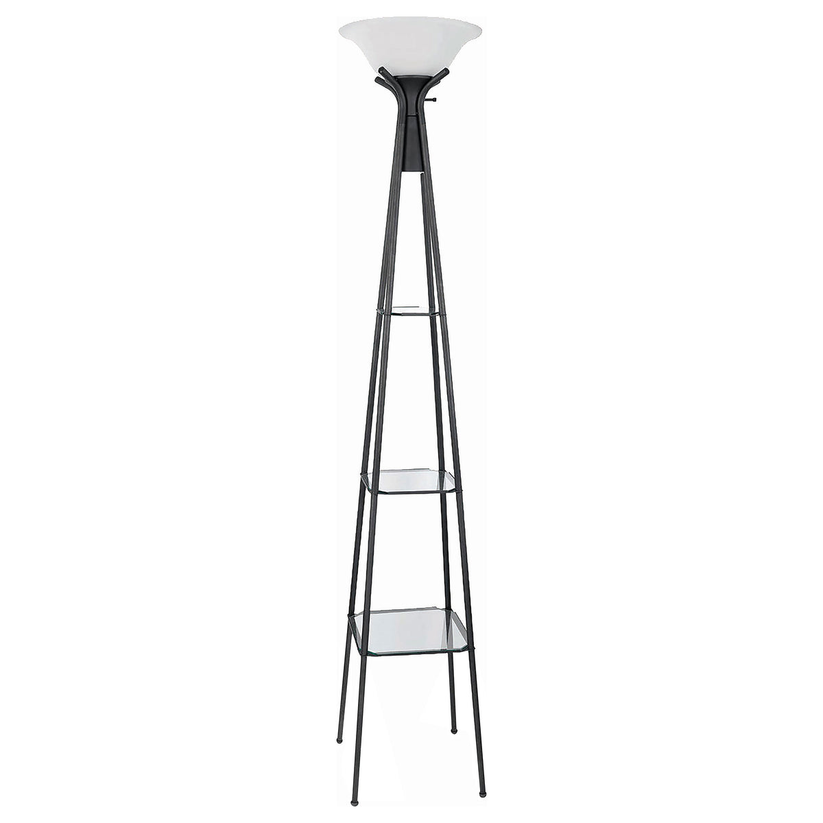 Best Furniture Outlet - Coaster - Gianni 70-inch 3-shelf Frosted Torchiere Floor Lamp Black - 901420