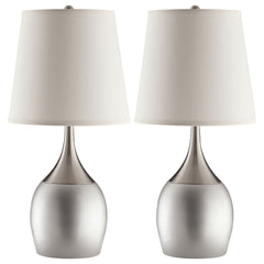 Best Furniture Outlet - Coaster - Tenya 24-inch Empire Shade Urn Table Lamp Silver (Set of 2) - 901471