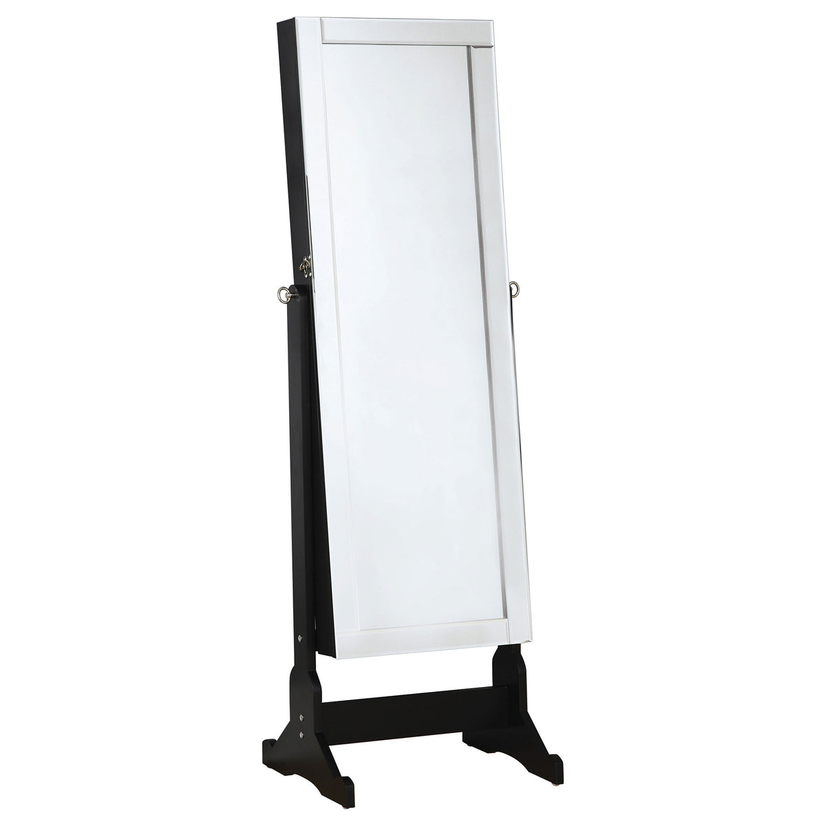 Best Furniture Outlet - Coaster - Cortez Cheval Mirror with Jewelry Storage Black - 901828