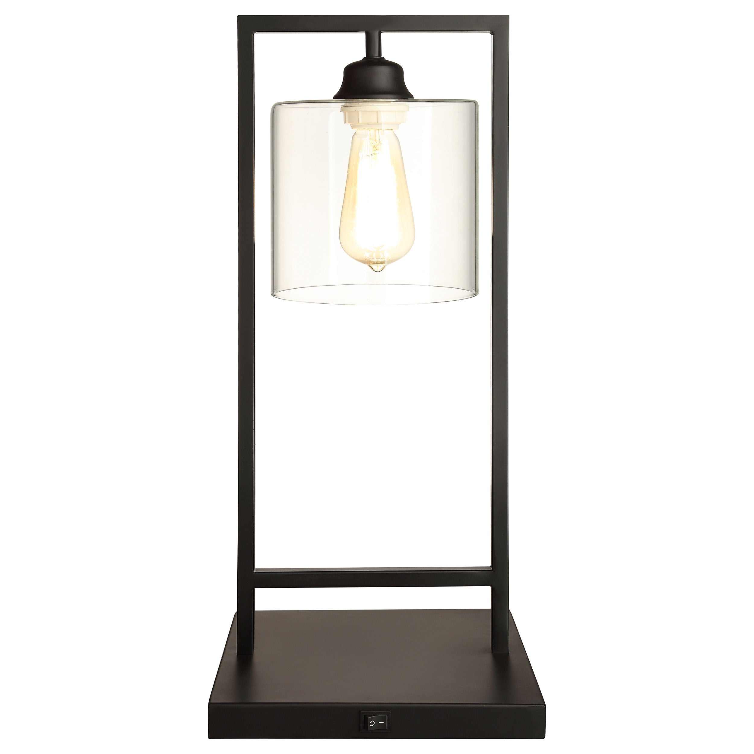 Best Furniture Outlet - Coaster - Shoto 20-inch Glass Shade Metal Bedside Table Lamp Black - 902964