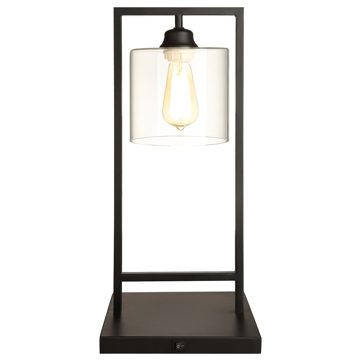 Best Furniture Outlet - Coaster - Shoto 20-inch Glass Shade Metal Bedside Table Lamp Black - 902964