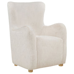 Best Furniture Outlet - Coaster - Thornton Faux Fur Upholstered Wingback Lounge Accent Chair Ivory - 903175