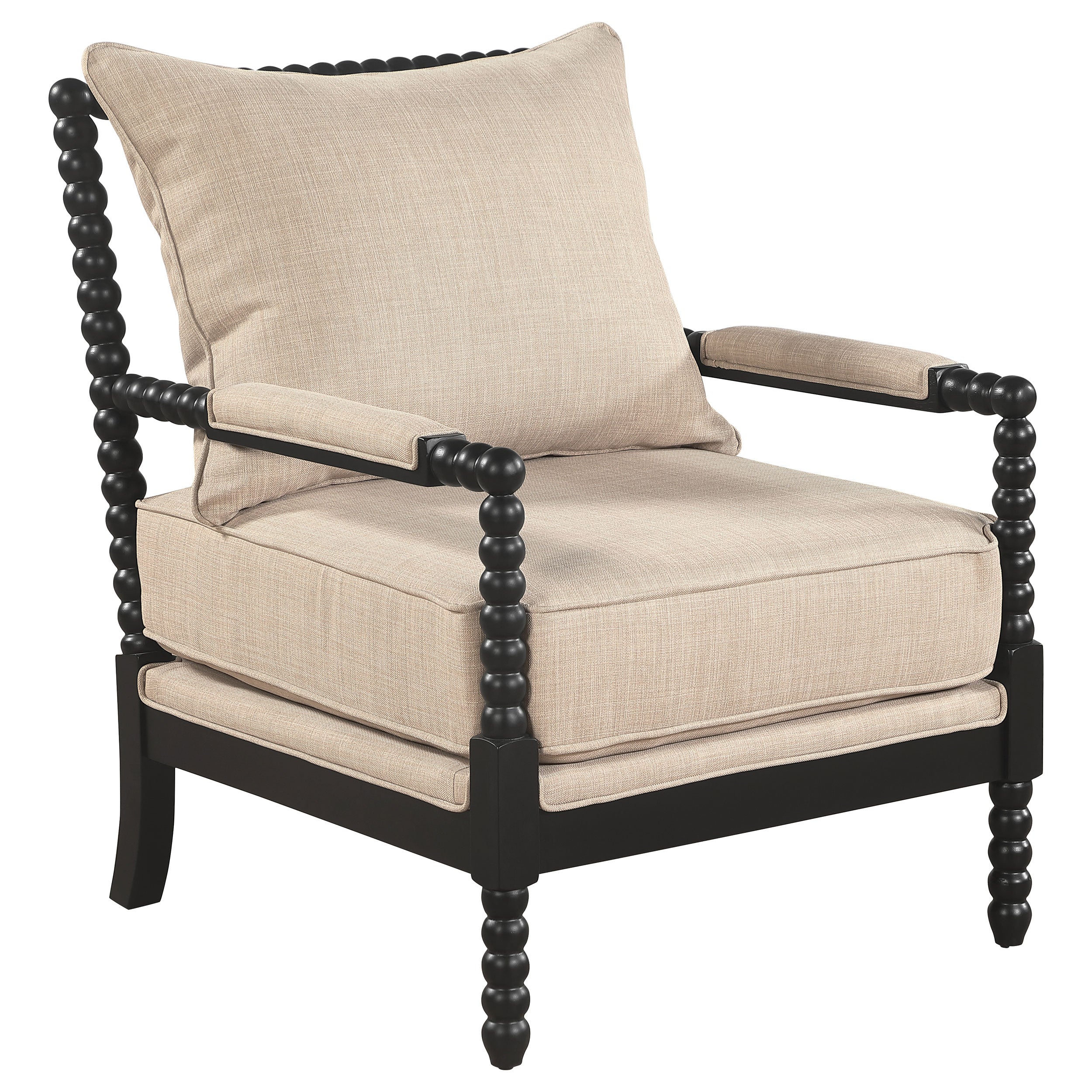 Best Furniture Outlet - Coaster - Blanchett Upholstered Bobbin Accent Chair Beige and Black - 903237