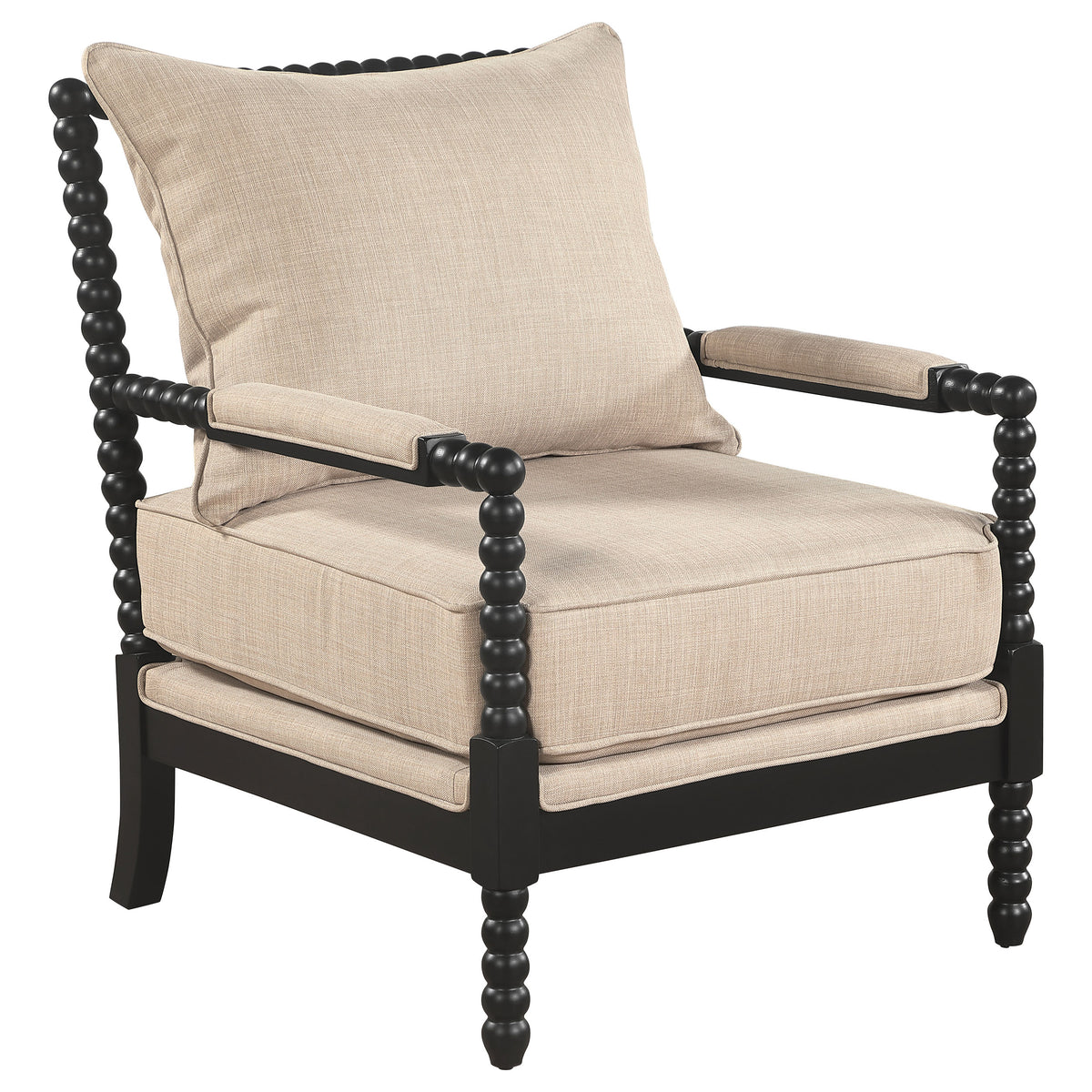 Best Furniture Outlet - Coaster - Blanchett Upholstered Bobbin Accent Chair Beige and Black - 903237