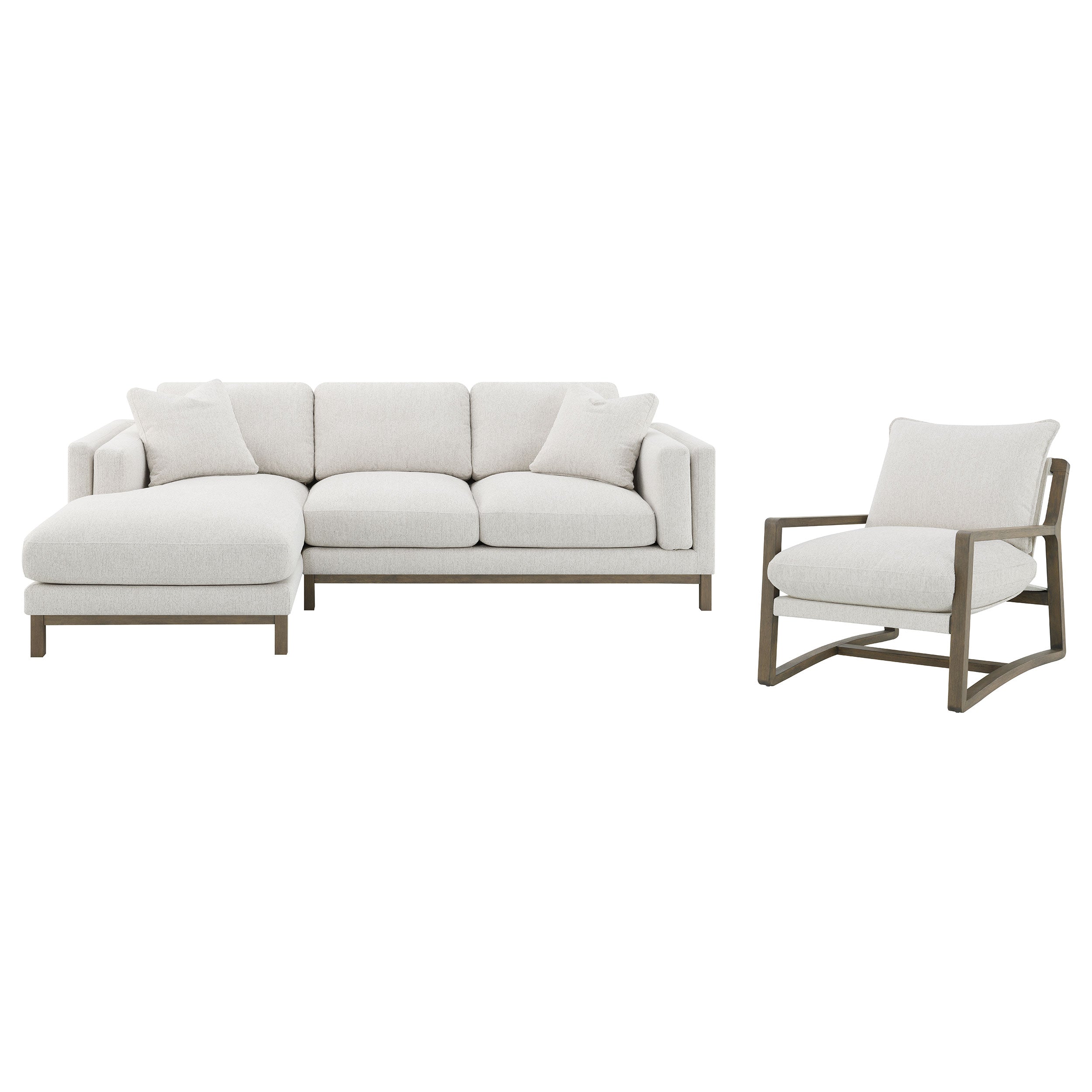 Geneva Boucle Upholstered Wood Arm Accent Chair Sand