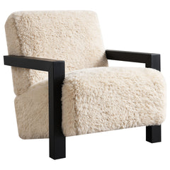 Best Furniture Outlet - Coaster - Fitzroy Faux Fur Upholstered Chair Solid Wood Arms Latte - 907533