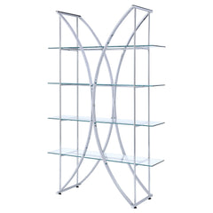 Larson 73-inch 4-shelf Glass Bookshelf Chrome