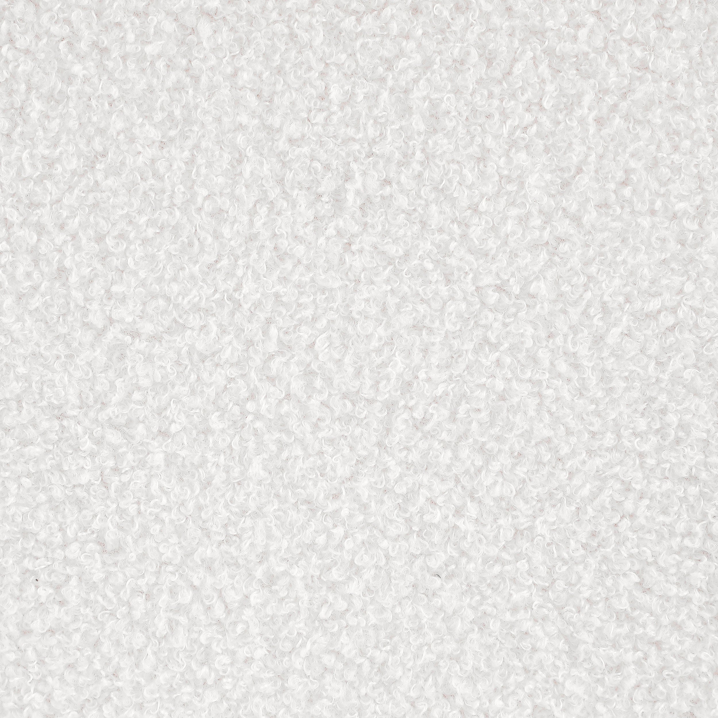 Zena Faux Sheepskin Upholstered Round Ottoman Ivory