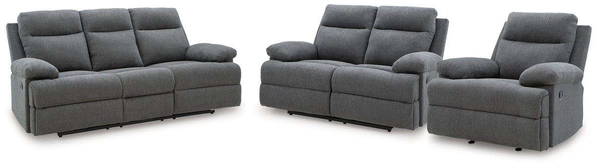 Best Furniture Outlet - Ashley Furniture - Side-Swipe Reclining Sofa, Loveseat and Recliner - Reclining Sofa, Loveseat and Recliner - PC91406U2