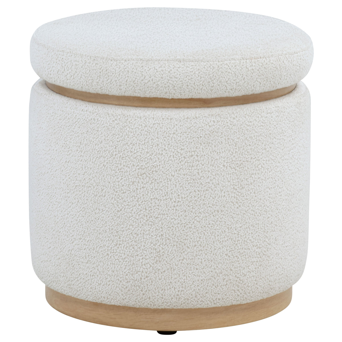Best Furniture Outlet - Coaster - Remuda Boucle Upholstered Round Storage Ottoman Ivory - 915423