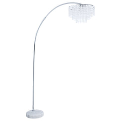 Best Furniture Outlet - Coaster - Shirley 86-inch Hanging Crystal Arc Metal Floor Lamp Chrome - 920065