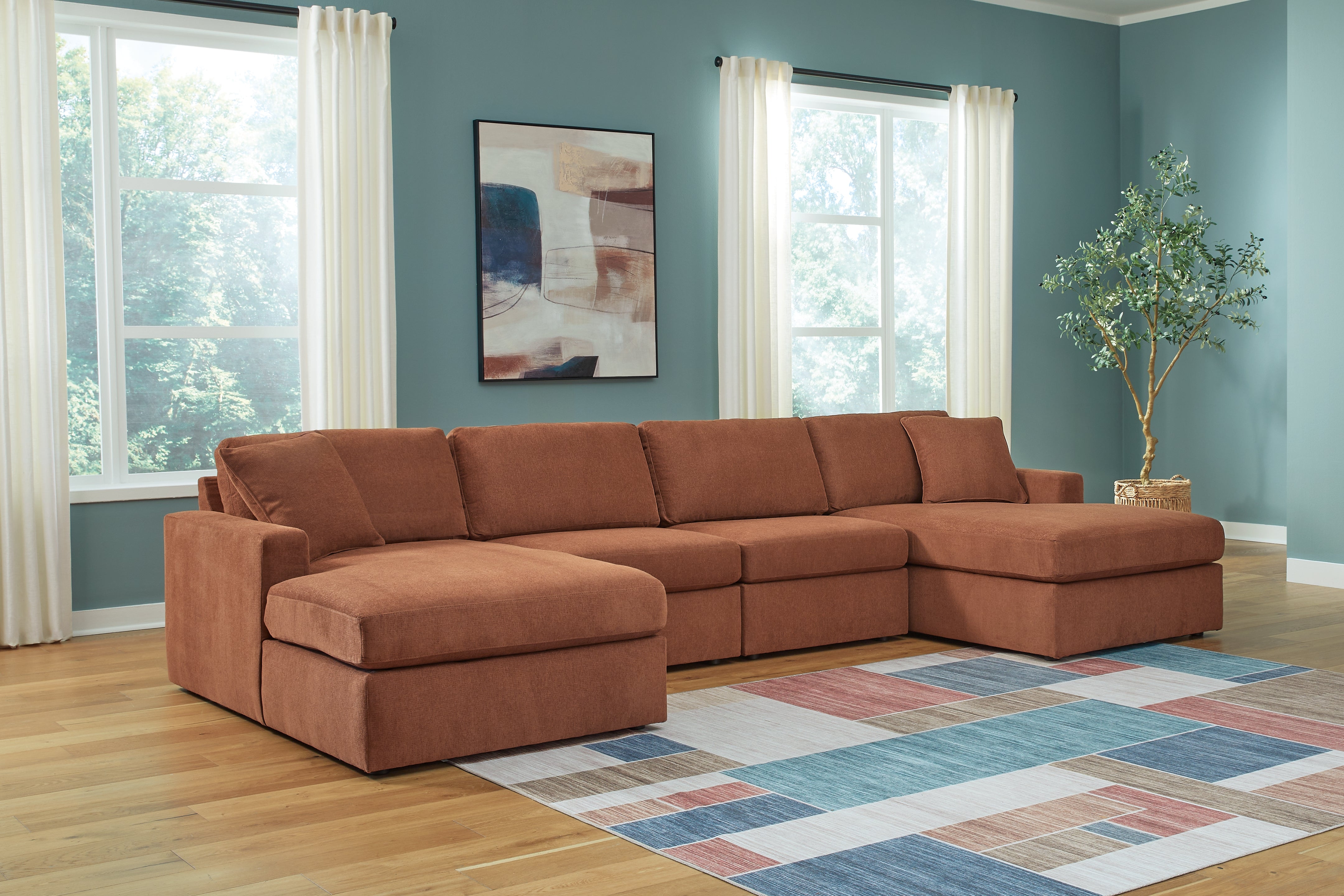 Best Furniture Outlet - Ashley Furniture - Modmax Sectional - RAF 4-Piece Sectional with Chaise / Spice - 92102S19