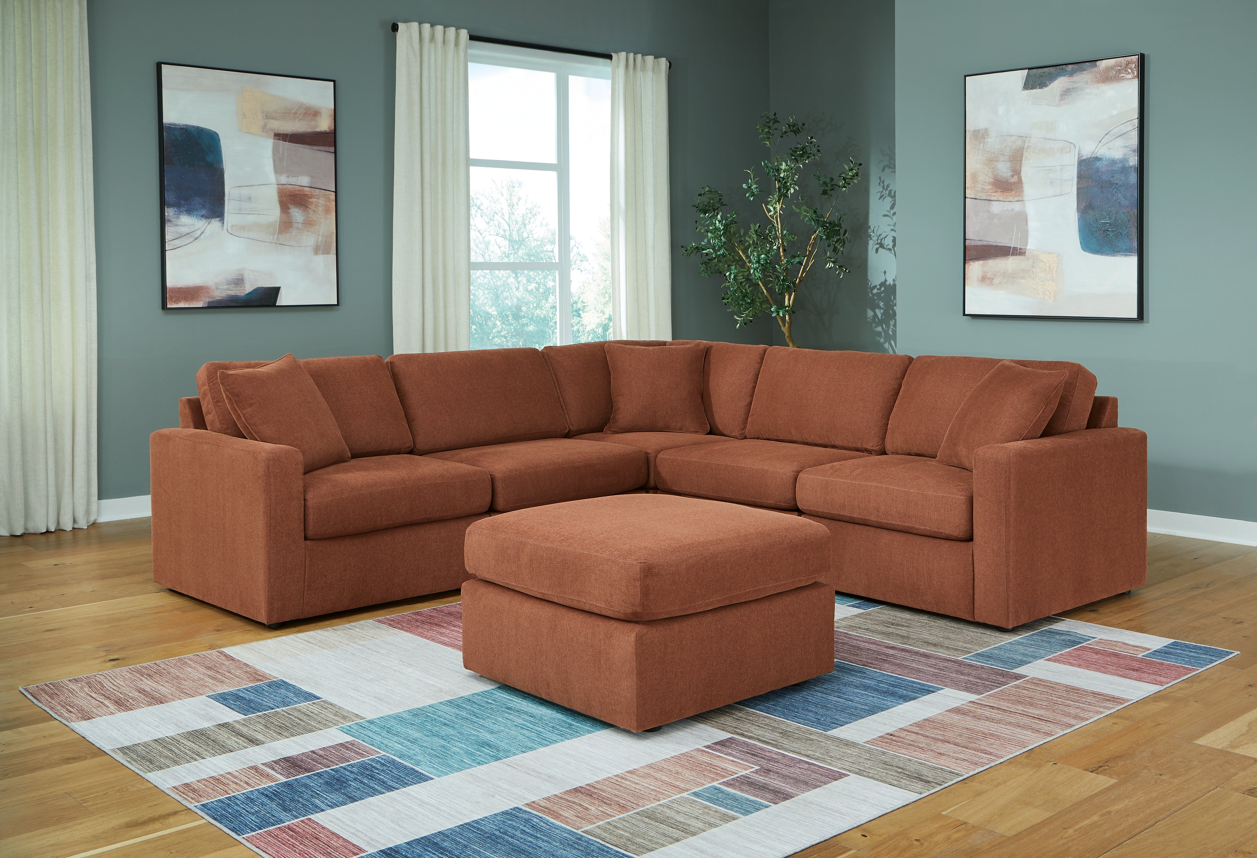 Best Furniture Outlet - Ashley Furniture - Modmax 5-Piece Sectional and Ottoman - 5-Piece Sectional and Ottoman / Spice - 92102U14