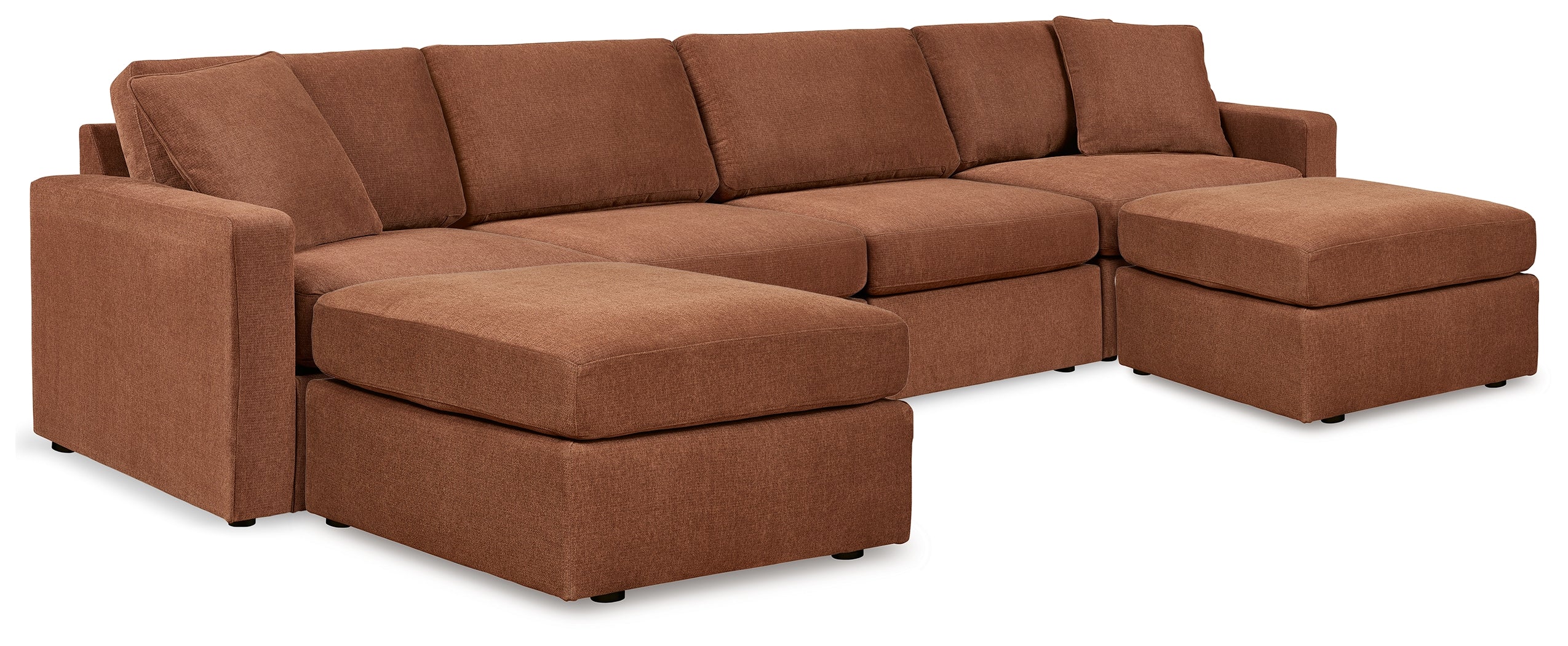 Best Furniture Outlet - Ashley Furniture - Modmax 4-Piece Sectional and 2 Ottomans - 4-Piece Sectional and 2 Ottomans / Spice - 92102U1