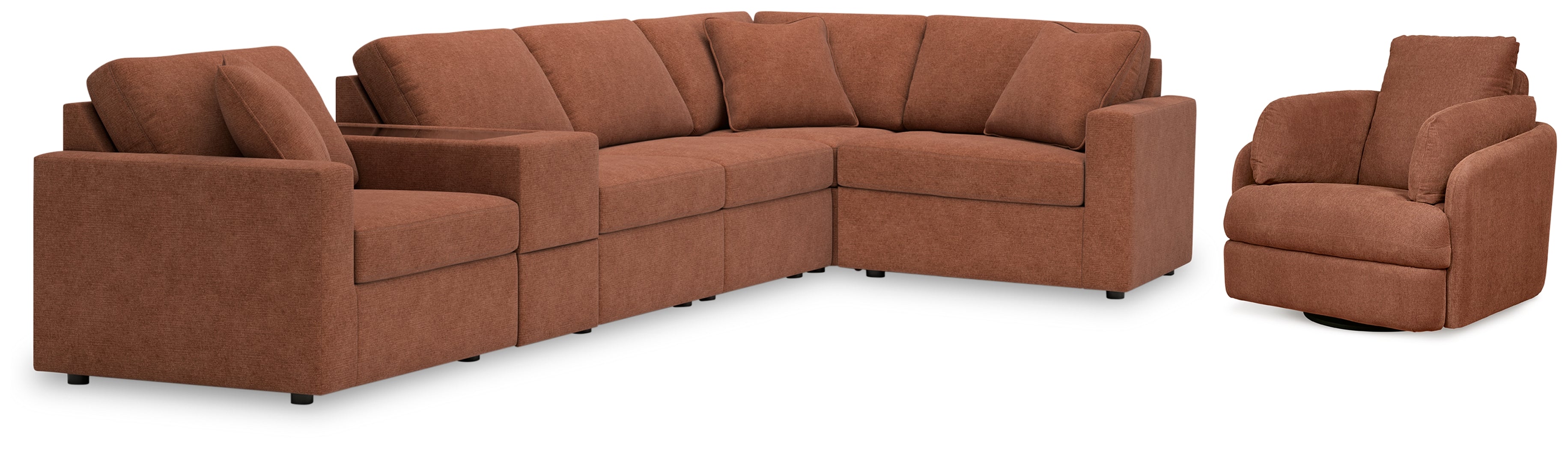 Best Furniture Outlet - Ashley Furniture - Modmax 6-Piece Sectional and Swivel Glider Recliner - 6-Piece Sectional and Swivel Glider Recliner / Spice - 92102U17