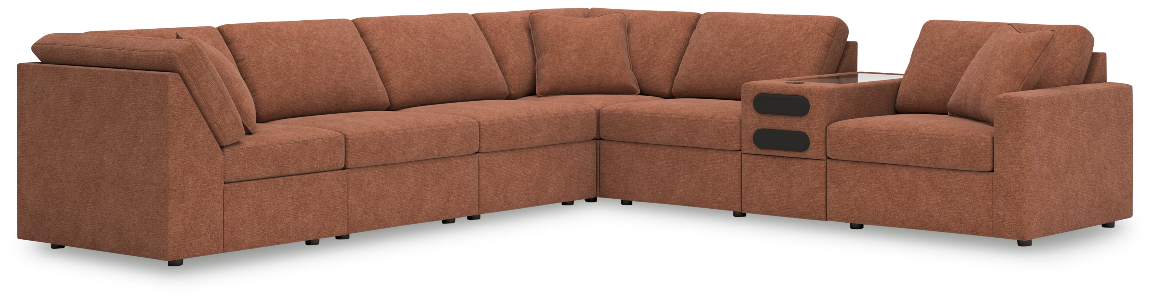 Best Furniture Outlet - Ashley Furniture - Modmax Sectional - 7-Piece Sectional with Audio Console / Spice - 92102S34