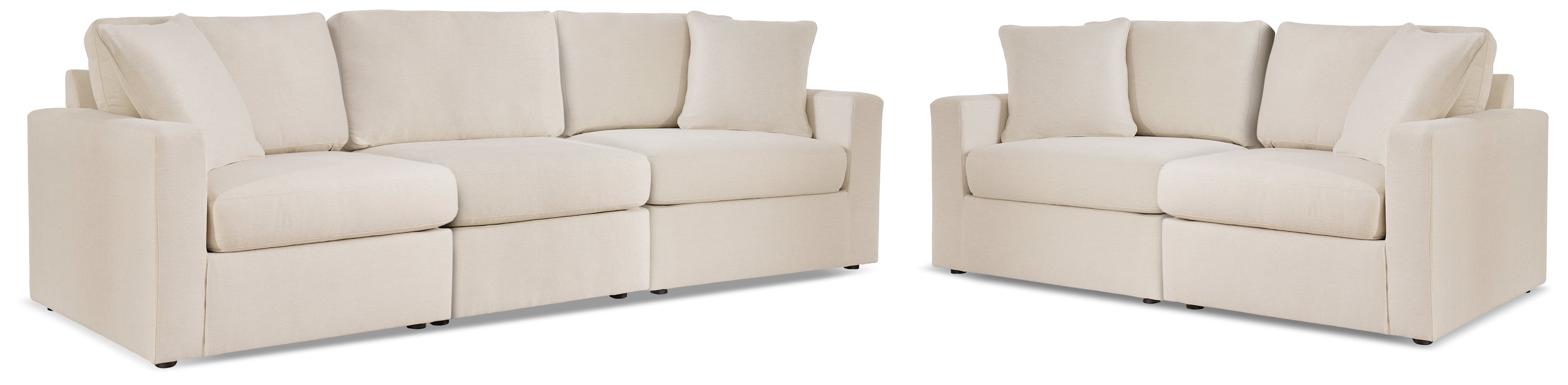 Best Furniture Outlet - Ashley Furniture - Modmax 3-Piece Sectional Sofa and 2-Piece Sectional Loveseat - 3-Piece Sectional Sofa and 2-Piece Sectional Loveseat / Oyster - 92103U20