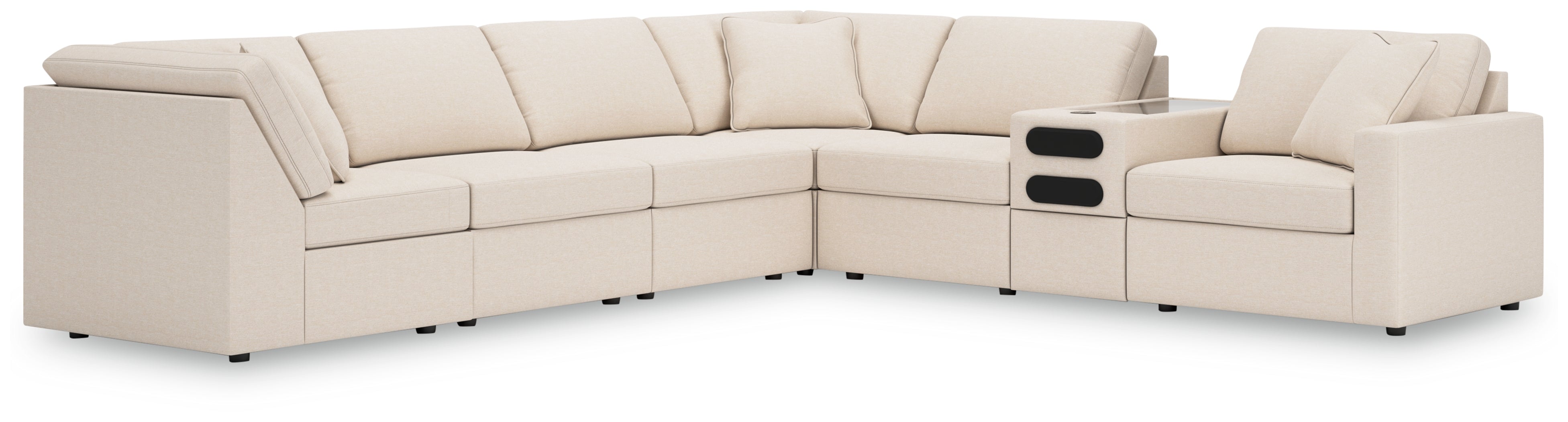 Best Furniture Outlet - Ashley Furniture - Modmax Sectional - 7-Piece Sectional with Audio Console / Oyster - 92103S34