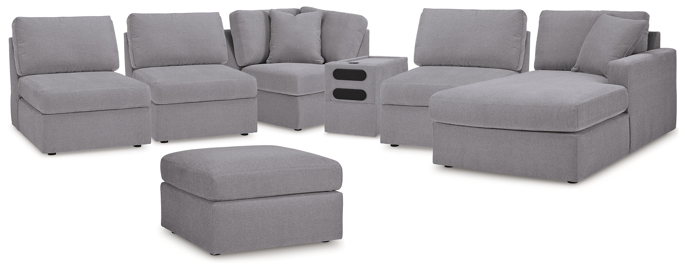 Best Furniture Outlet - Ashley Furniture - Modmax 6-Piece Sectional with Chaise and Ottoman - 6-Piece Sectional with Chaise and Ottoman / Granite - 92104U10
