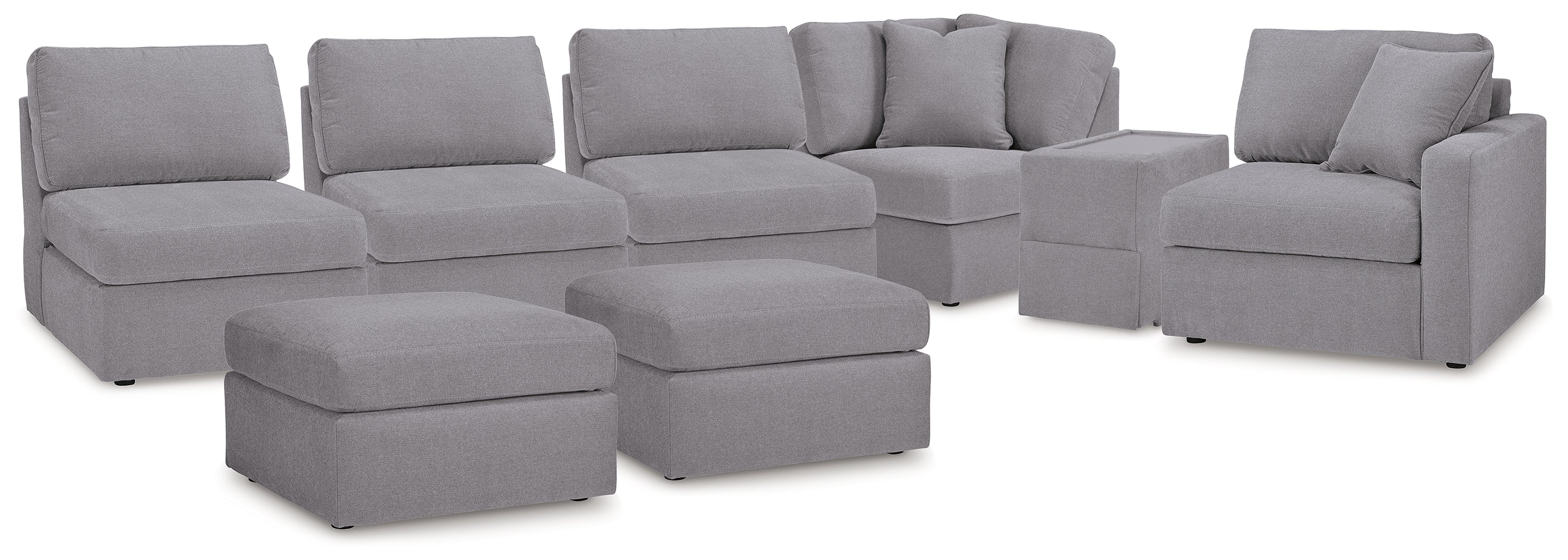 Best Furniture Outlet - Ashley Furniture - Modmax 6-Piece Sectional and 2 Ottomans - 6-Piece Sectional and 2 Ottomans / Granite - 92104U5