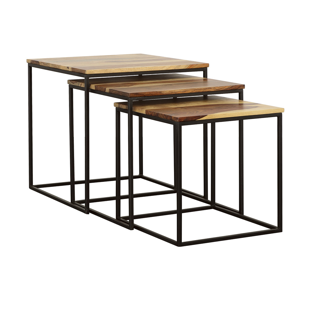 Best Furniture Outlet - Coaster - Belcourt 3-piece Square Nesting Tables Natural and Black - 931182