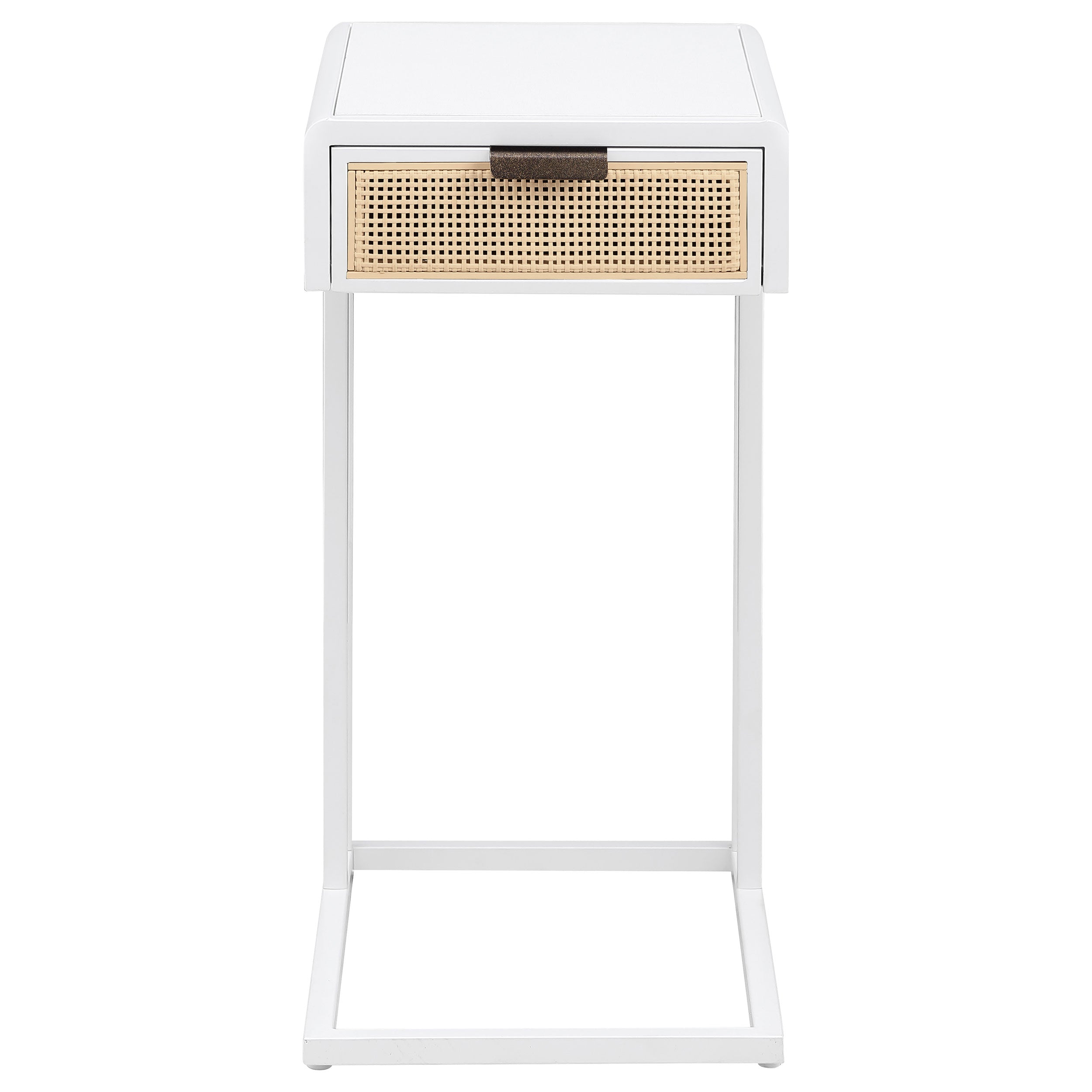 Amherst 1-drawer Radio Weave Cane Metal Side Table White